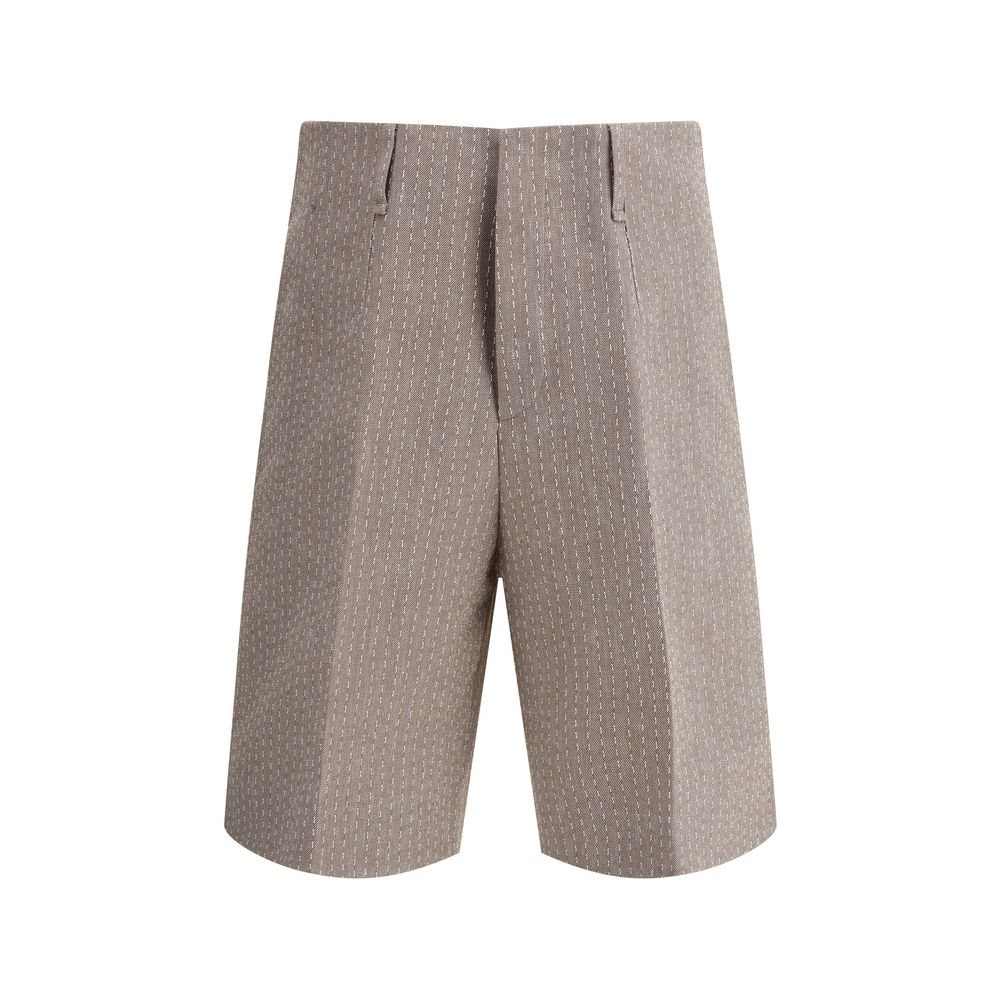 Fendi Navy Cotton Pinstriped Shorts: Timeless Elegance Redefined
