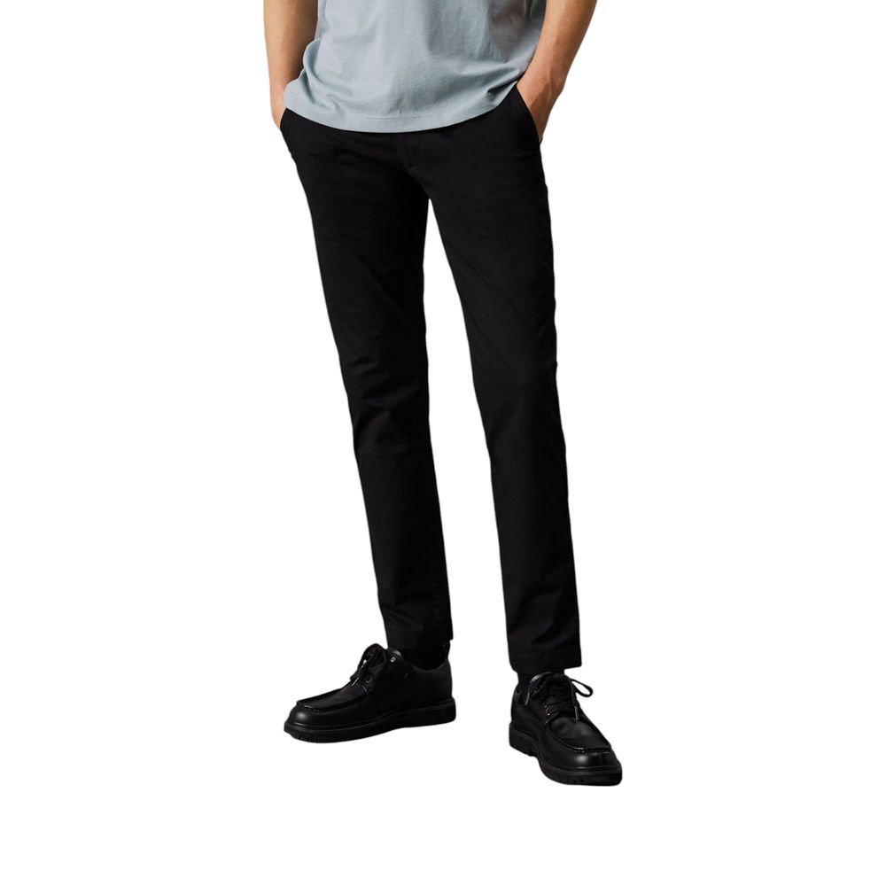 Calvin Klein Jeans Black Cotton Slim Fit Trousers