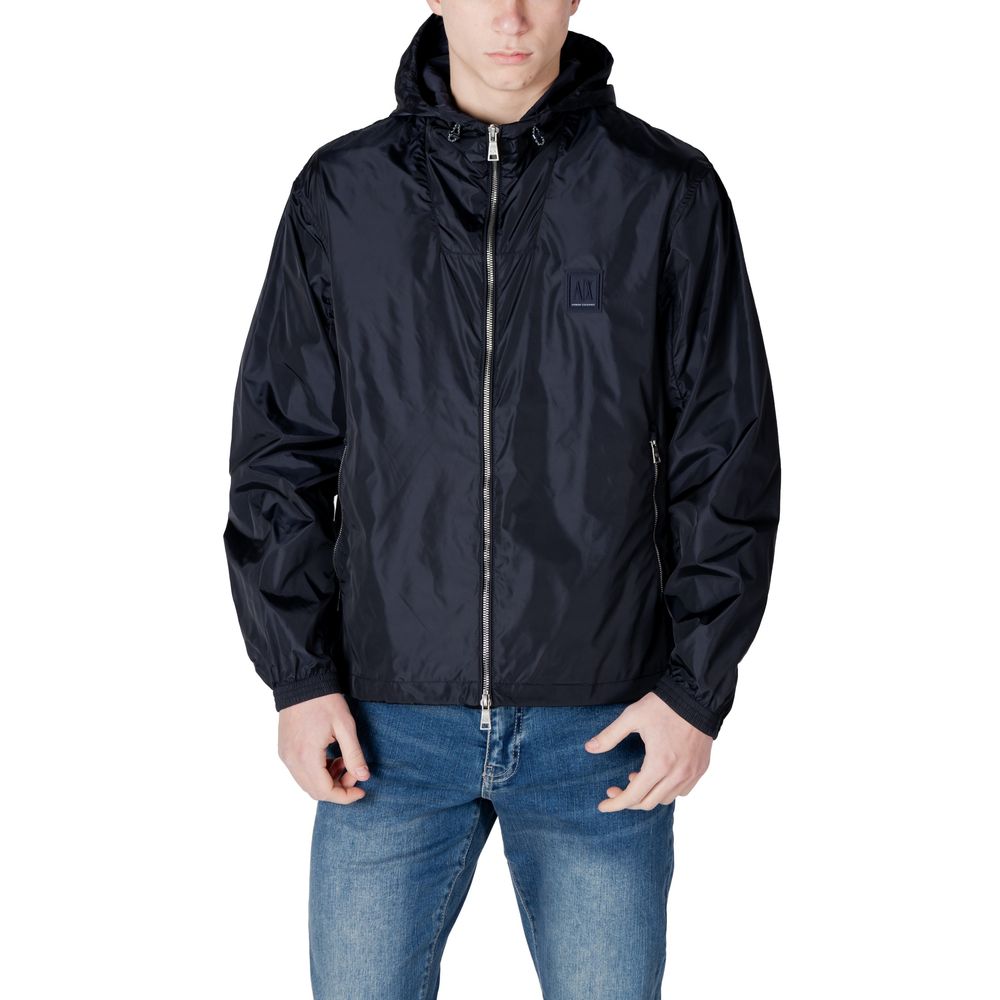 Armani Exchange Blue Cotton Jacket for Contemporary Luxury