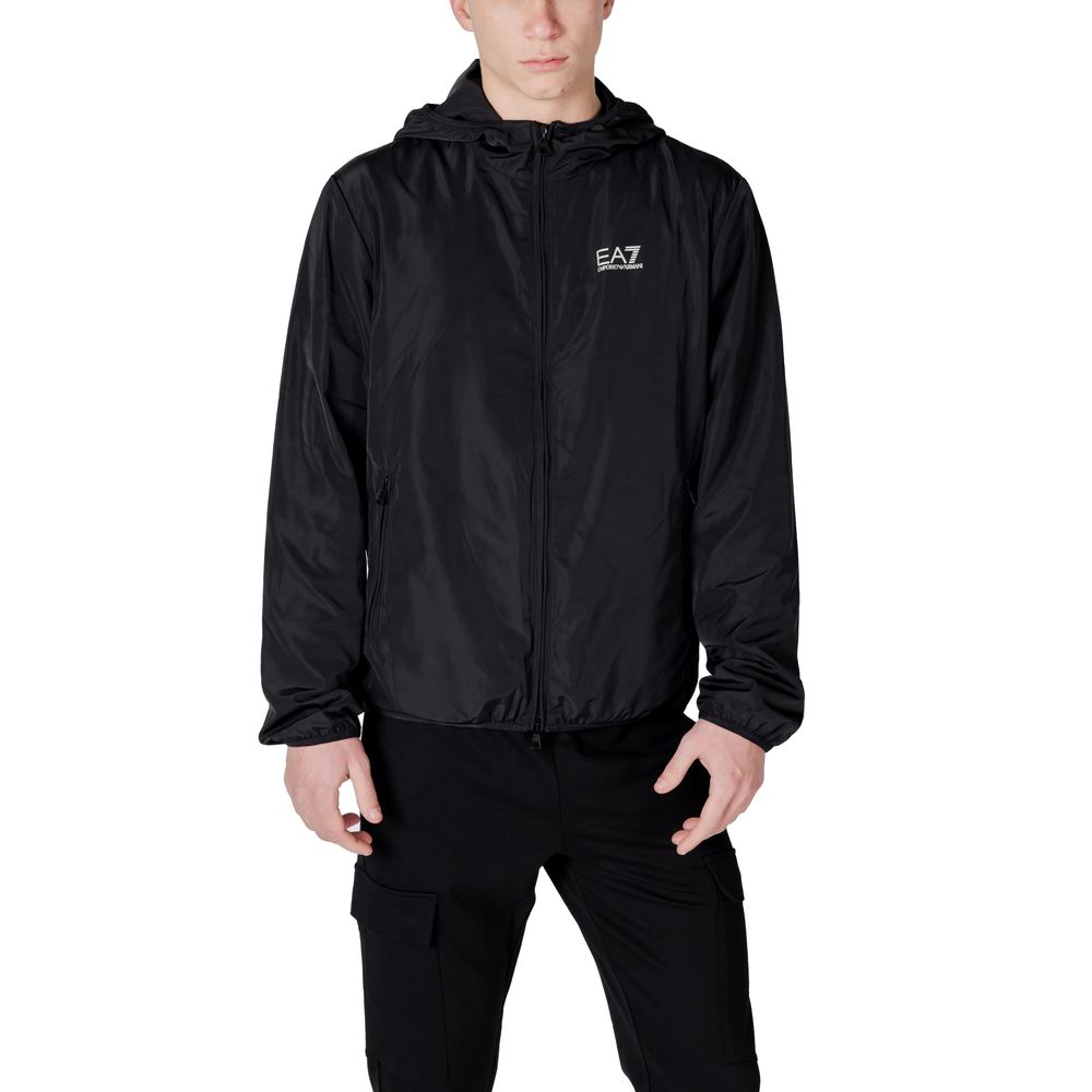 EA7 Emporio Armani Black Nylon Jacket for Elevated Style