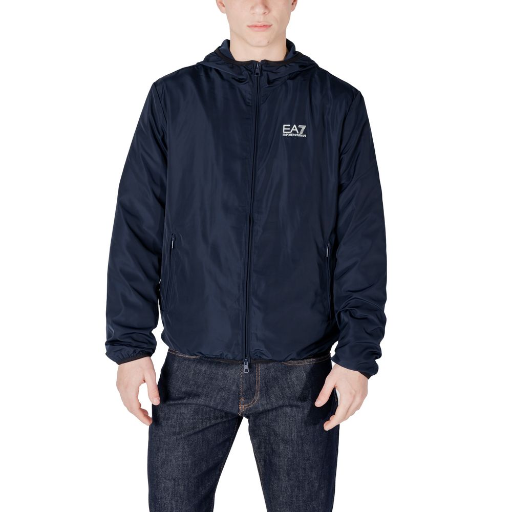 EA7 Emporio Armani Blue Nylon Jacket for Elevated Style