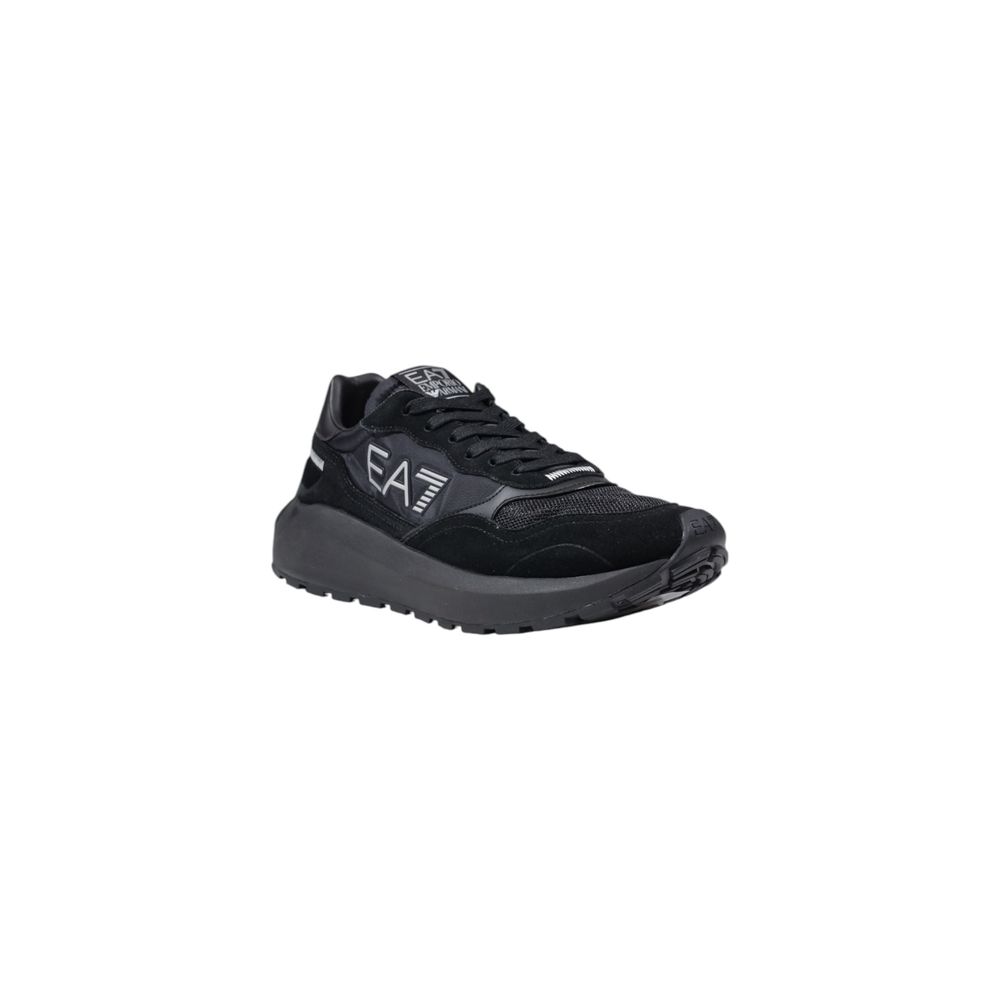 EA7 Emporio Armani Black Leather Sneaker for Luxurious Style