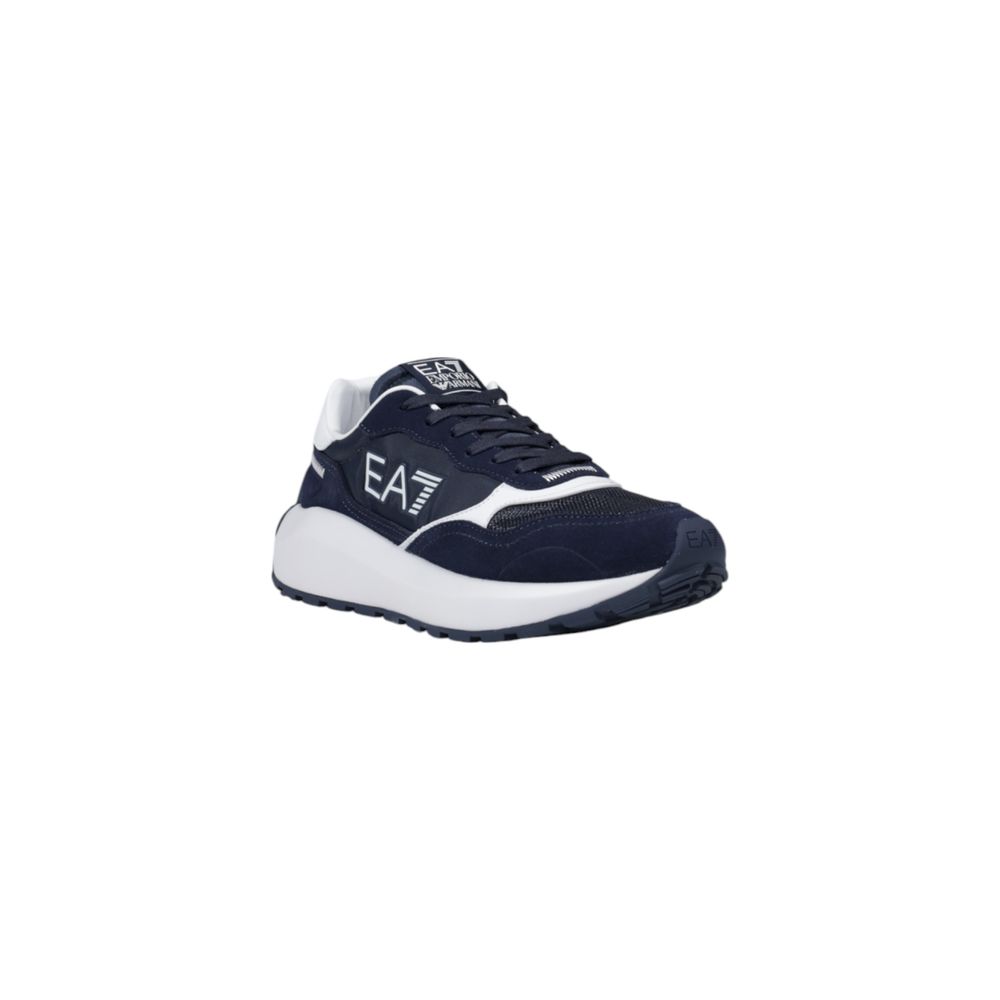 EA7 Emporio Armani Blue Leather Sneaker with Luxe Design