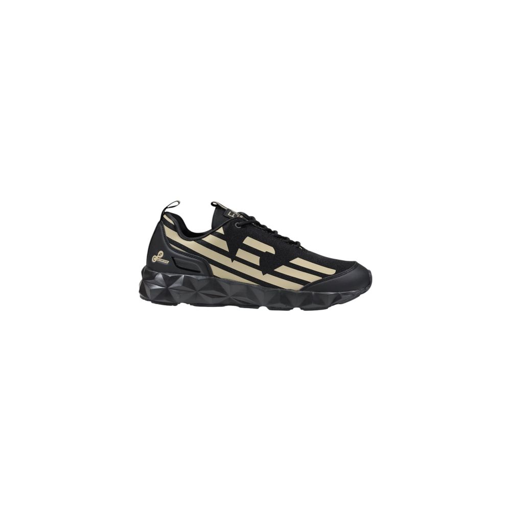EA7 Emporio Armani Black Leather Sneaker for Luxury Athleisure