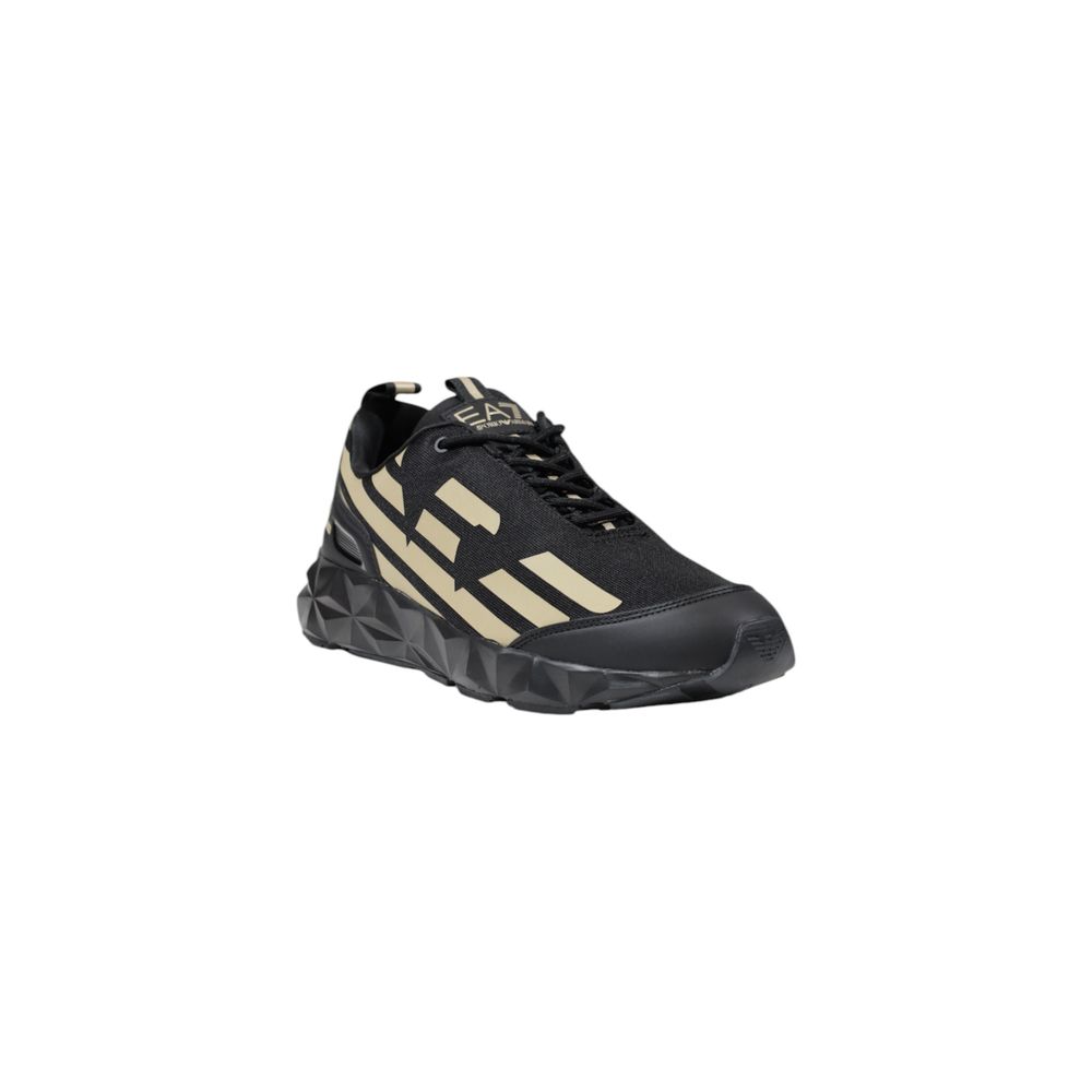 EA7 Emporio Armani Black Leather Sneaker for Luxury Athleisure