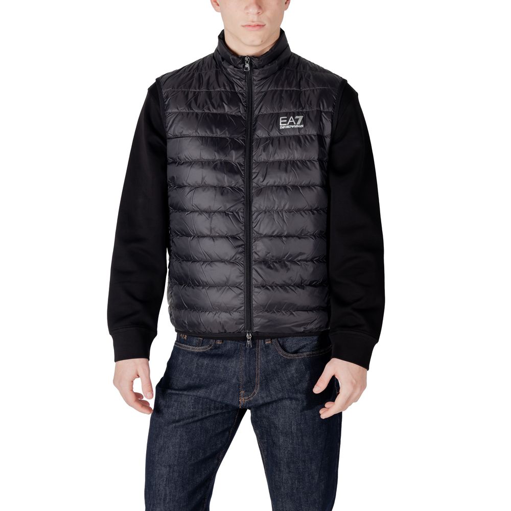 EA7 Emporio Armani Black Nylon Jacket for Effortless Elegance