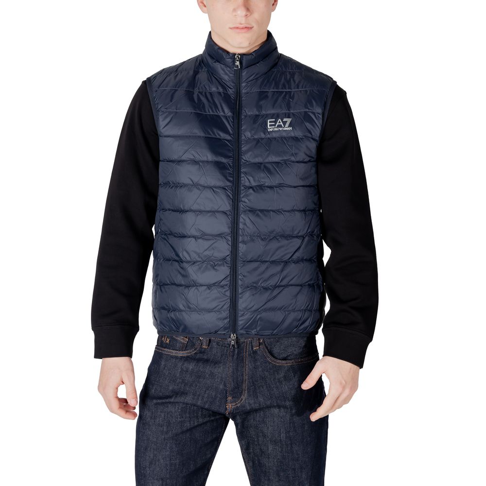 EA7 Emporio Armani Blue Nylon Jacket for Modern Elegance