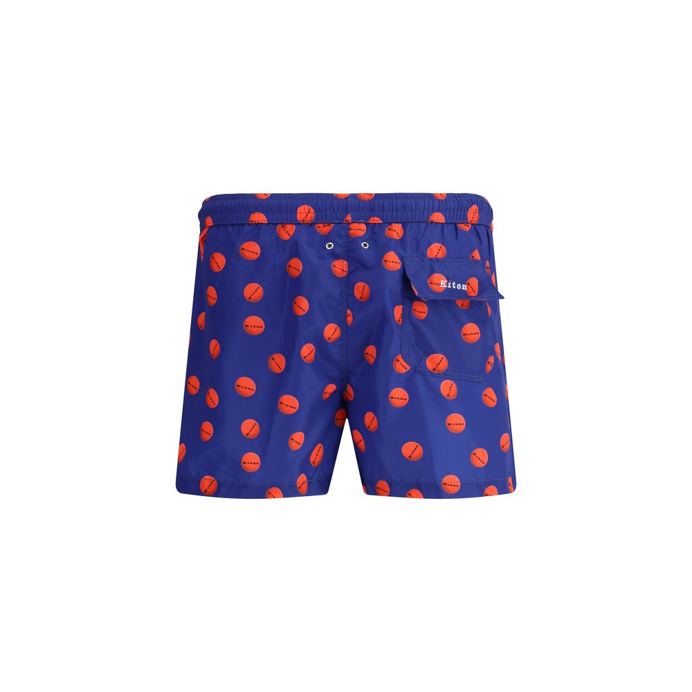 Kiton Blue Cotton Swimshorts for Elevated Summer Sophistication