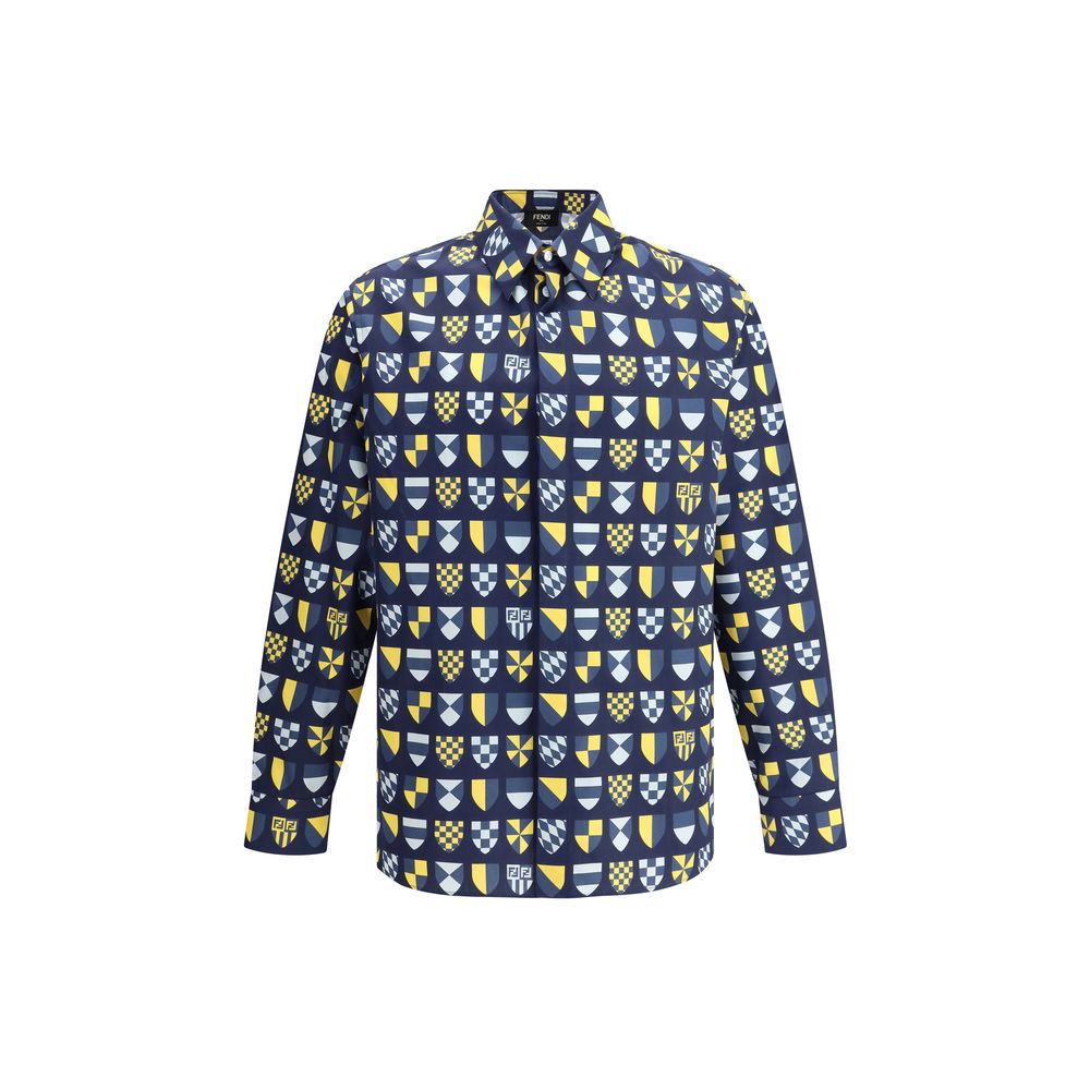 Fendi White Cotton Shirt with Banners - Sophisticated Luxury Wear