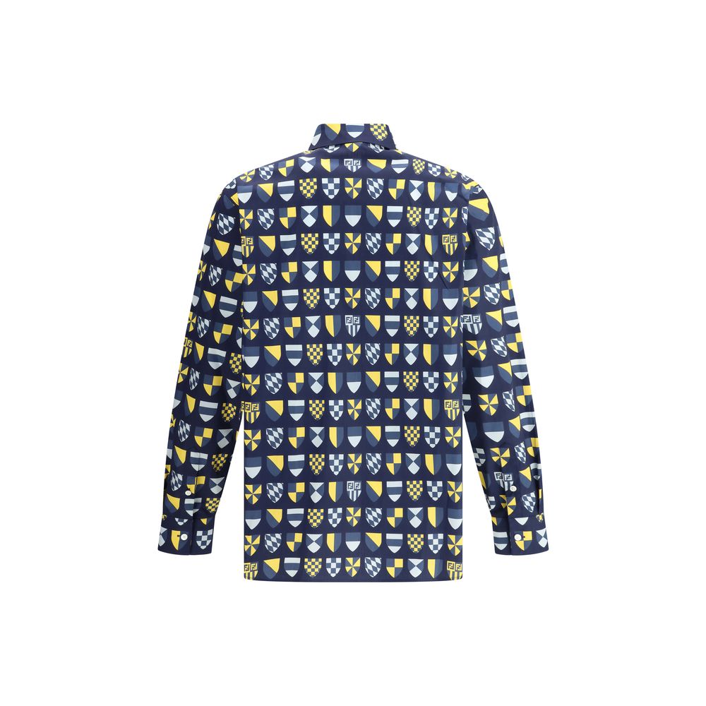Fendi White Cotton Shirt with Banners - Sophisticated Luxury Wear