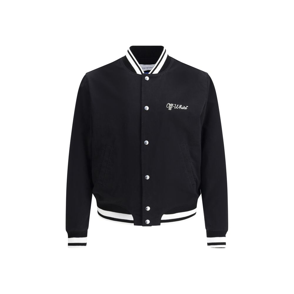 Off-White Black Cotton Souvenir College Jacket for Elevated Style