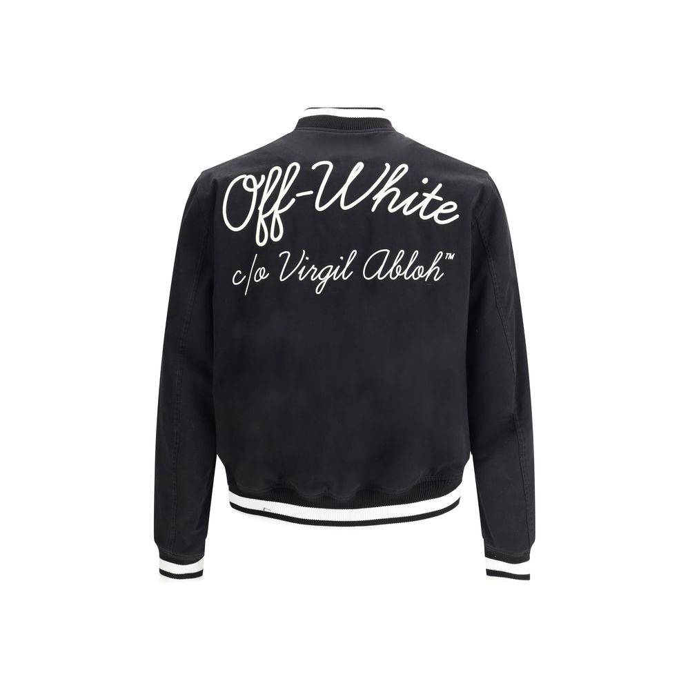 Off-White Black Cotton Souvenir College Jacket for Elevated Style
