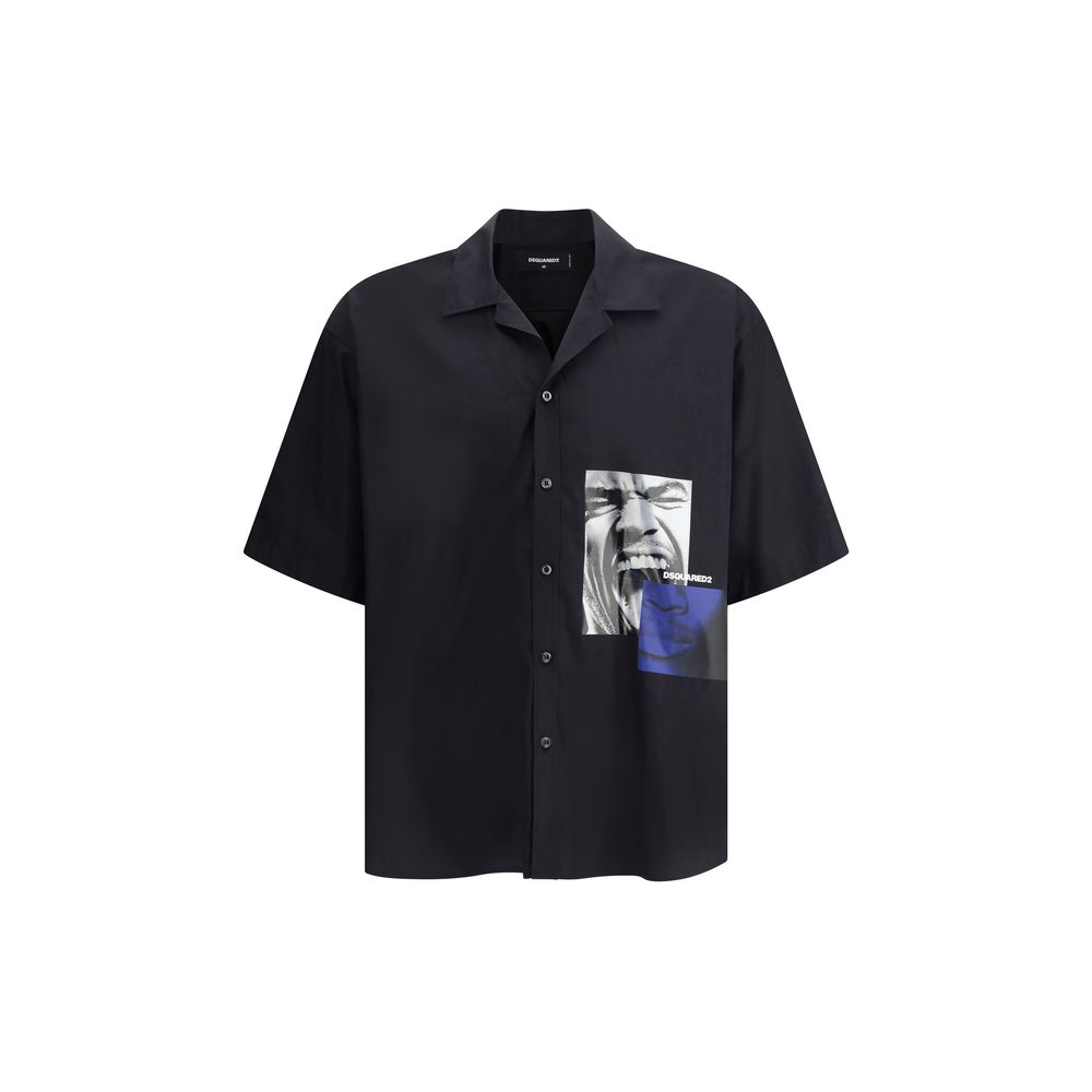 Dsquared² White Cotton Fighter Notch Shirt for Effortless Sophistication