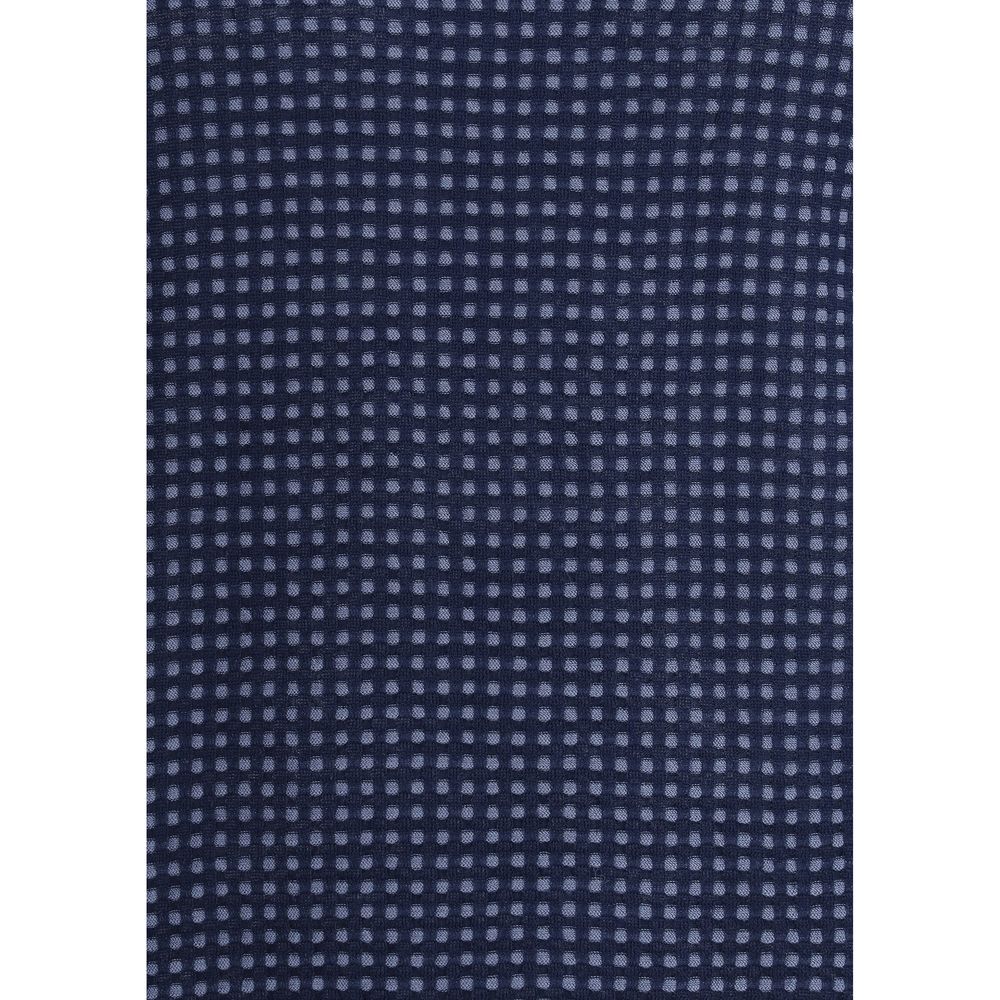 Brioni Navy Silk Polo Shirt in Signature Check Pattern