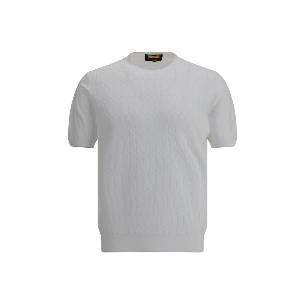 Svevo Black Cotton Knit T-Shirt with Contemporary Design and Comfort