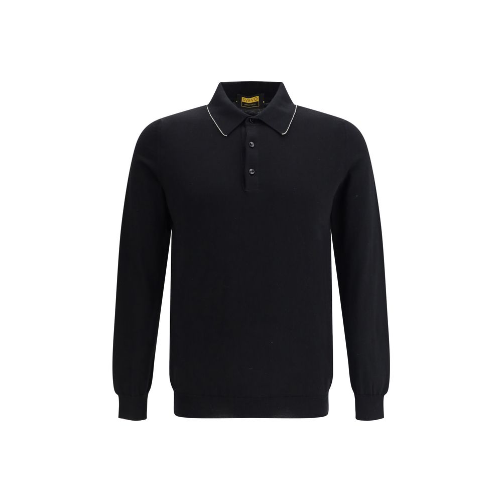 Svevo Navy Premium Cotton Long-sleeved Polo Shirt
