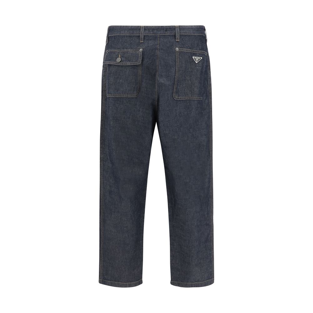 Prada Black Cotton Baggy Pants - Luxurious Wide-Leg Trousers