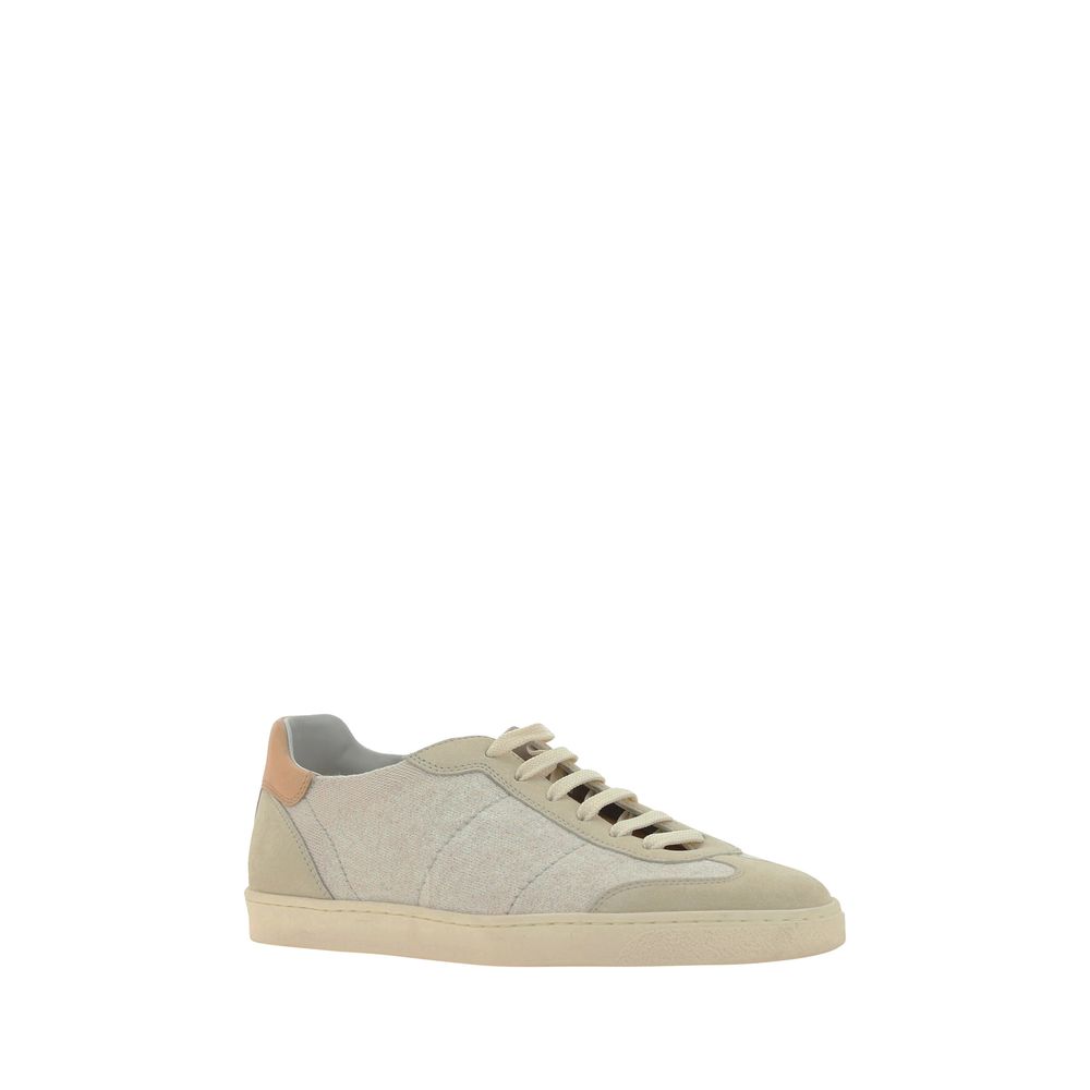 Brunello Cucinelli White Calfskin Sneakers in Luxurious Elegance