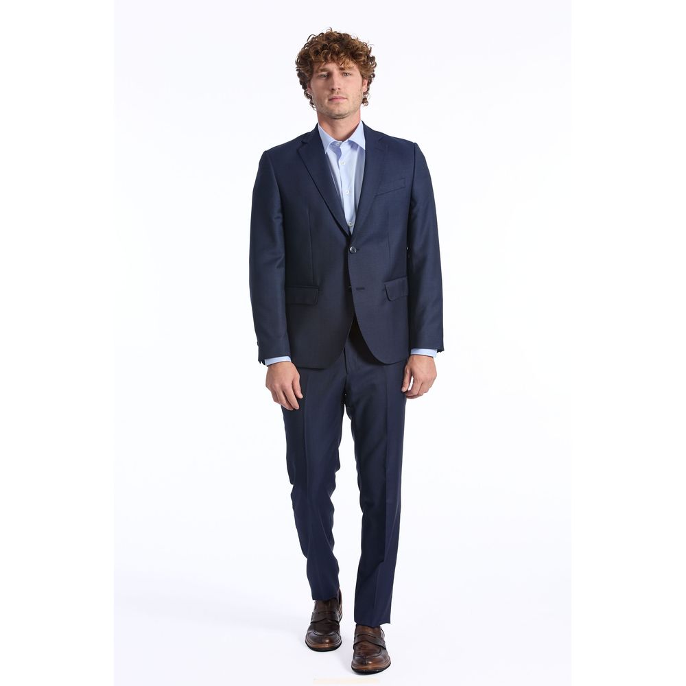 Baldinini Blue Wool Suit for Elevated Elegance