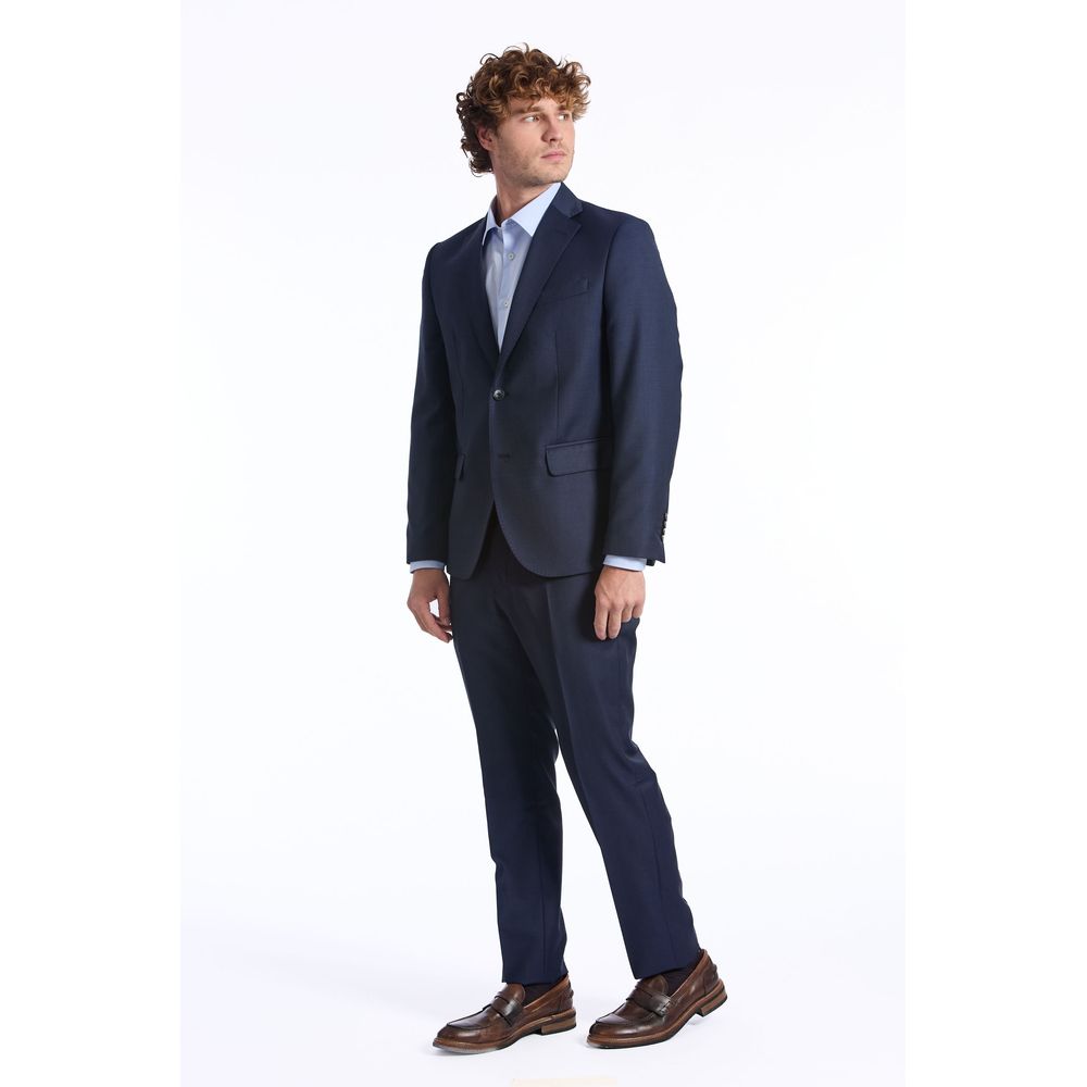Baldinini Blue Wool Suit for Elevated Elegance