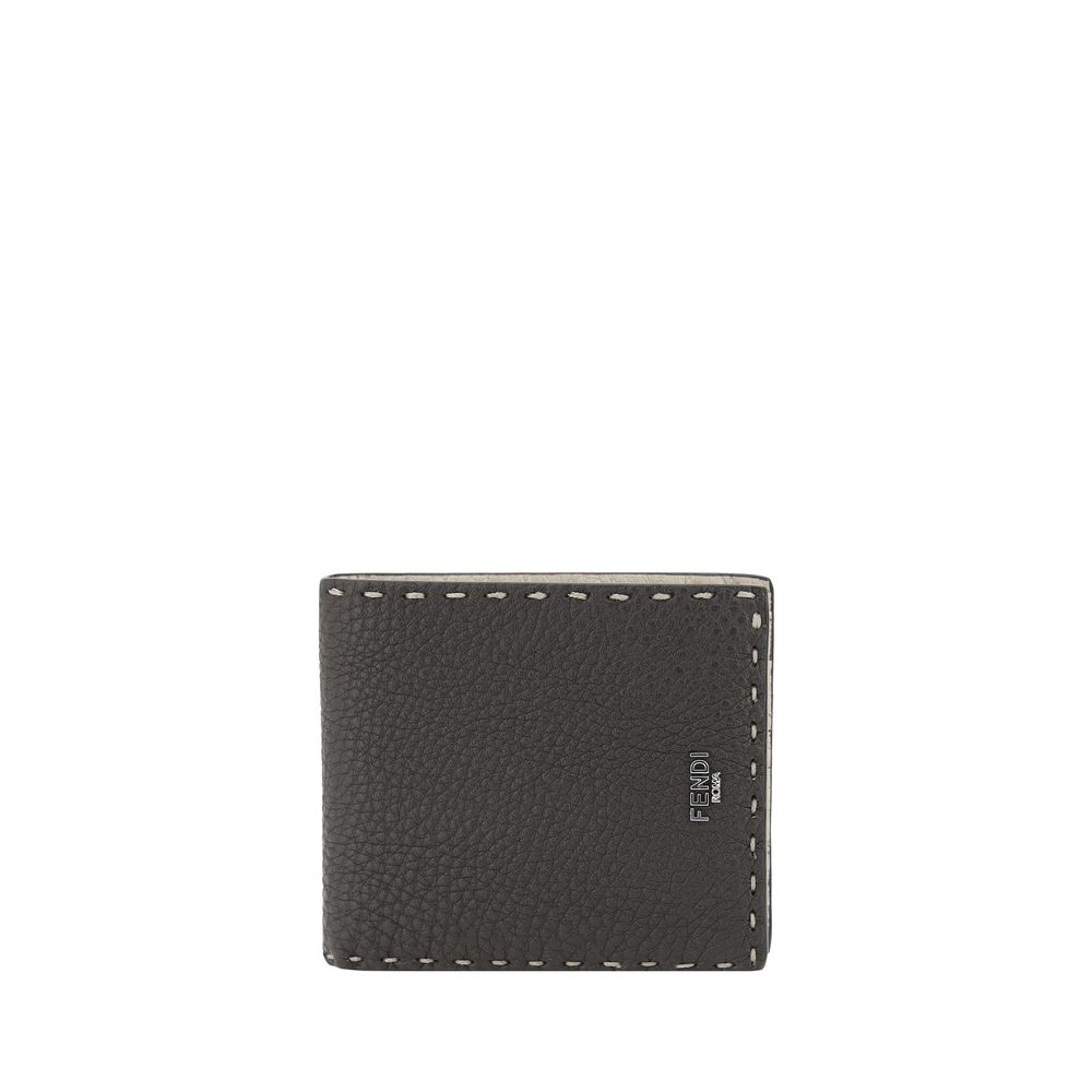 Fendi Black Exquisite Grained Leather Wallet
