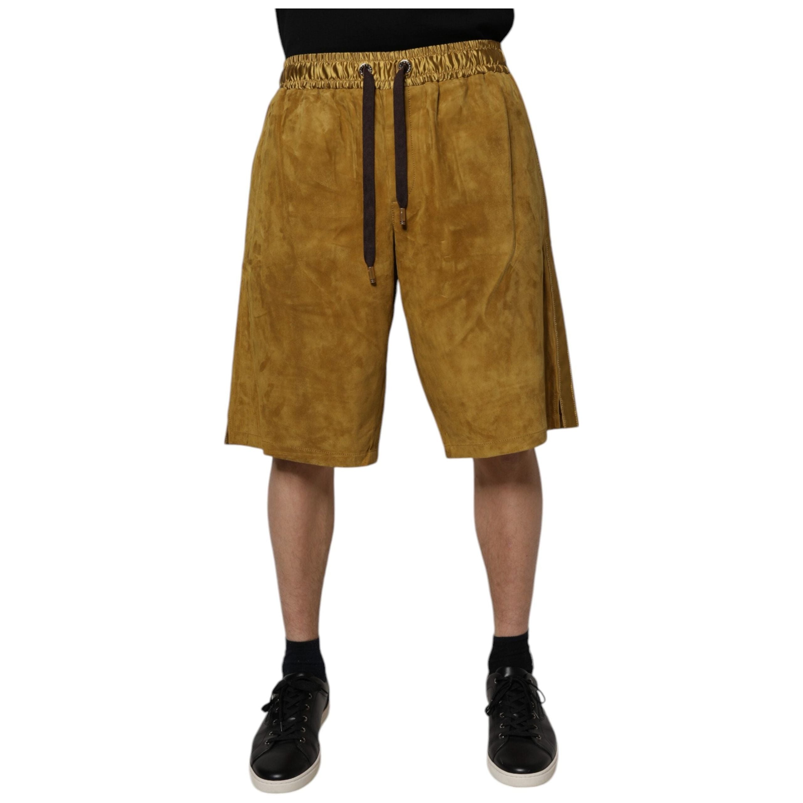 Dolce & Gabbana Brown Lambskin Suede Bermuda Shorts
