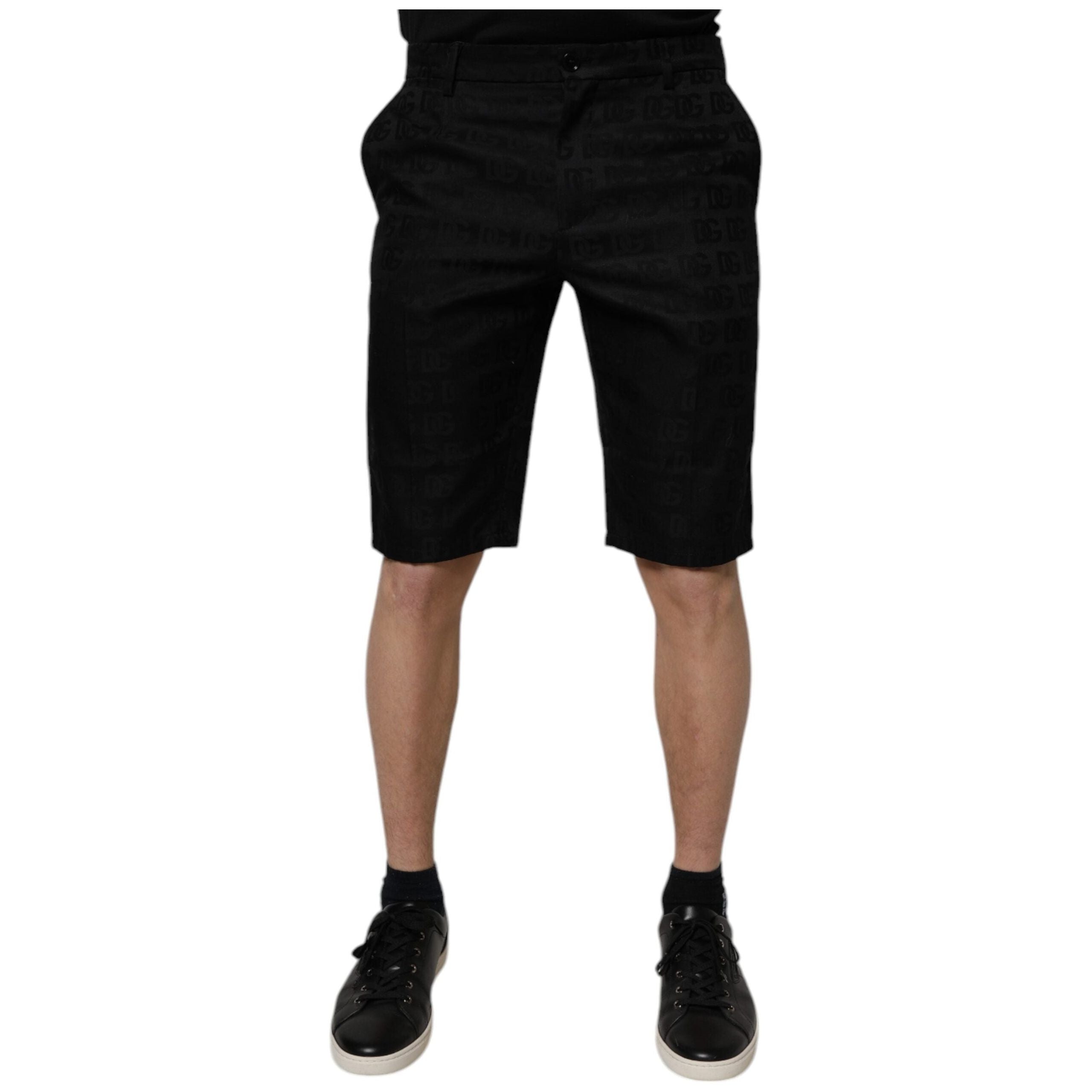 Dolce & Gabbana Black Cotton Casual Mid Waist Chino Shorts