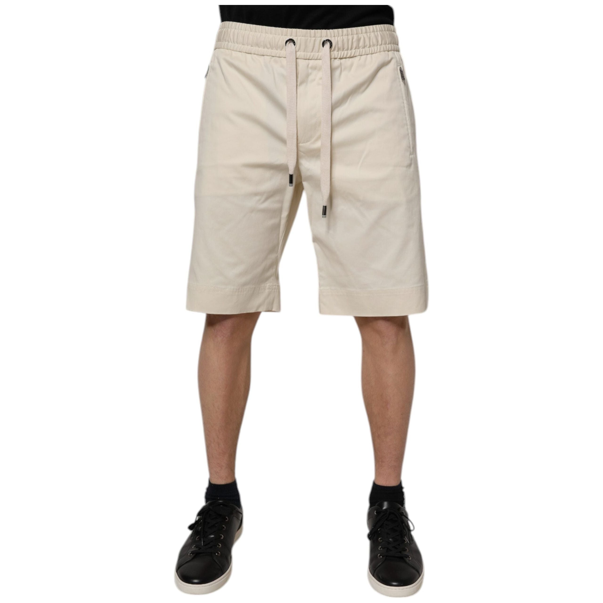 Dolce & Gabbana Off White Cotton Stretch Bermuda Shorts