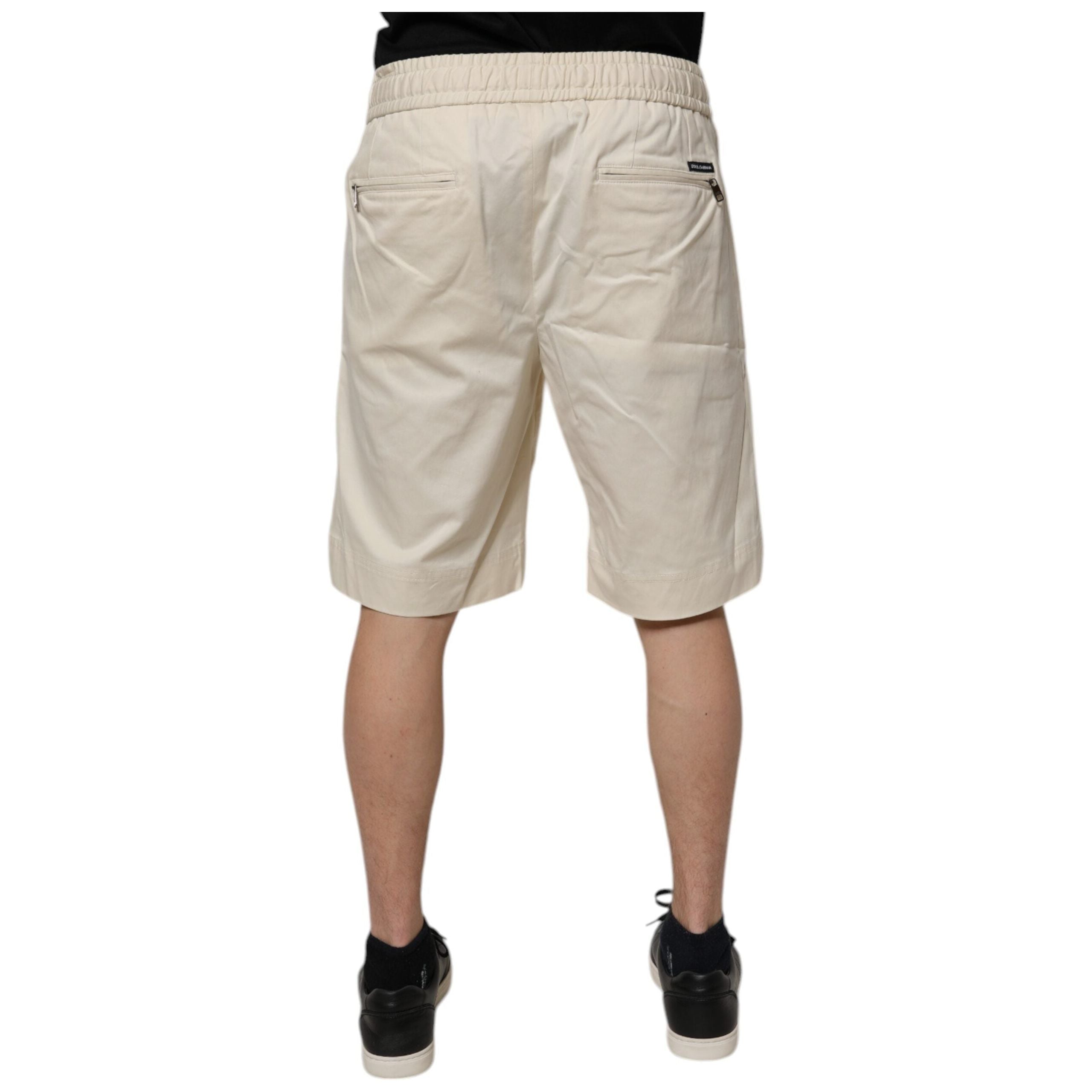 Dolce & Gabbana Off White Cotton Stretch Bermuda Shorts