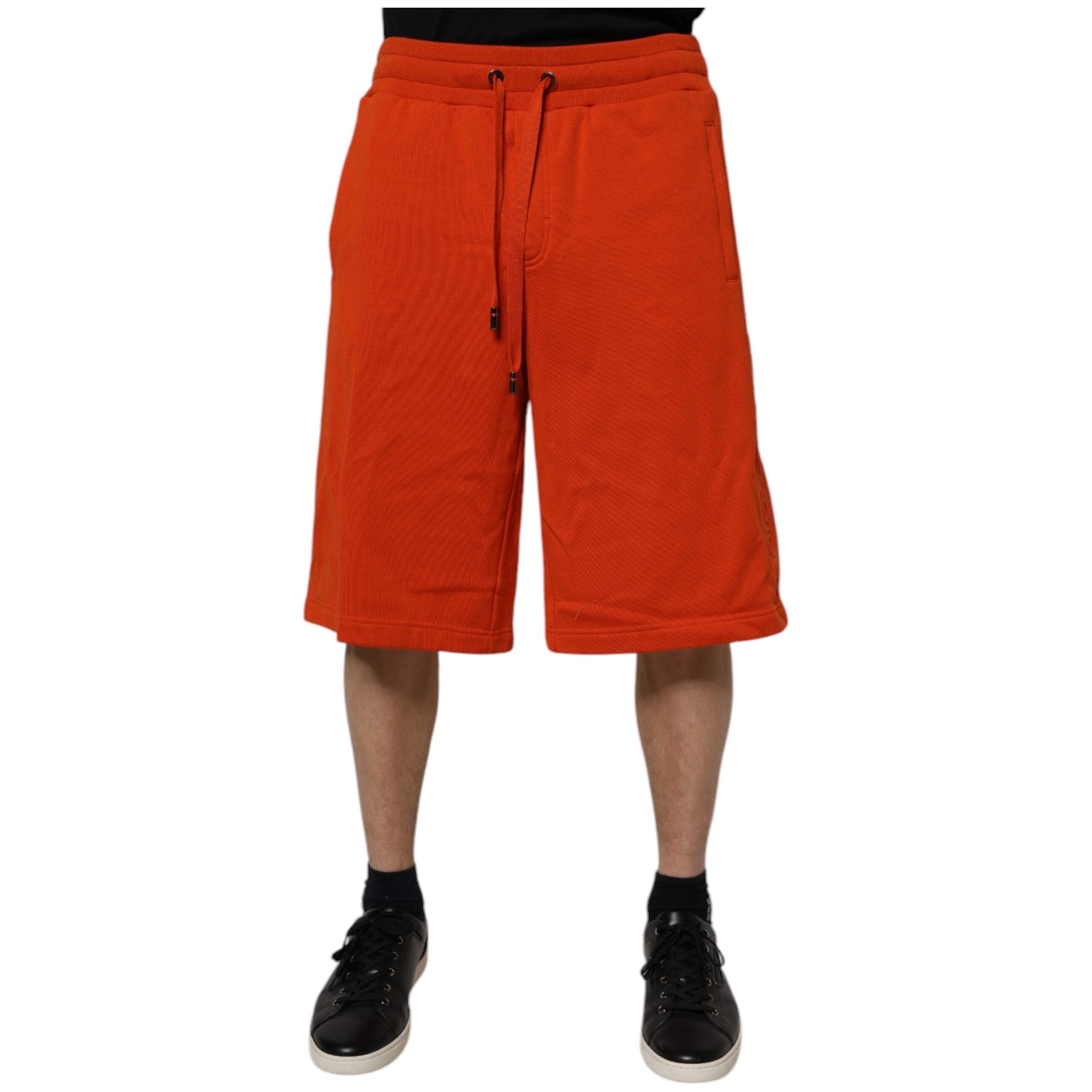 Dolce & Gabbana Red Cotton Blend Mid Waist Bermuda Shorts