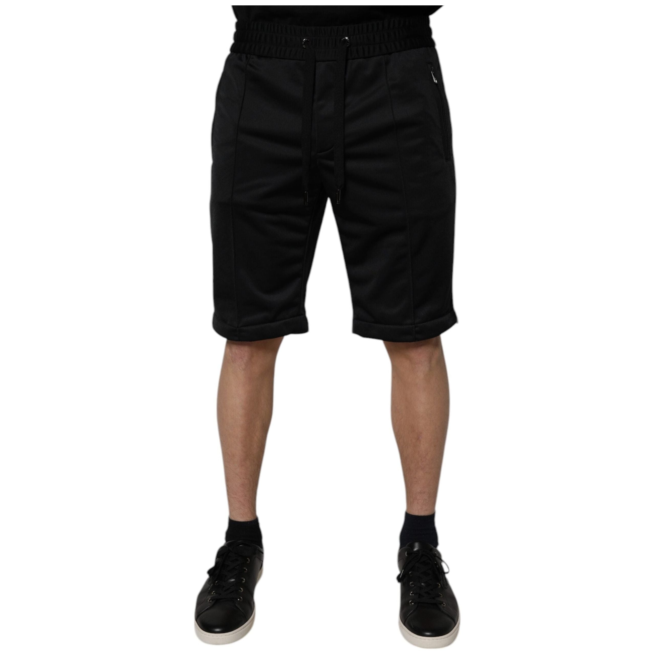 Dolce & Gabbana Black Cotton Mid Waist Bermuda Shorts