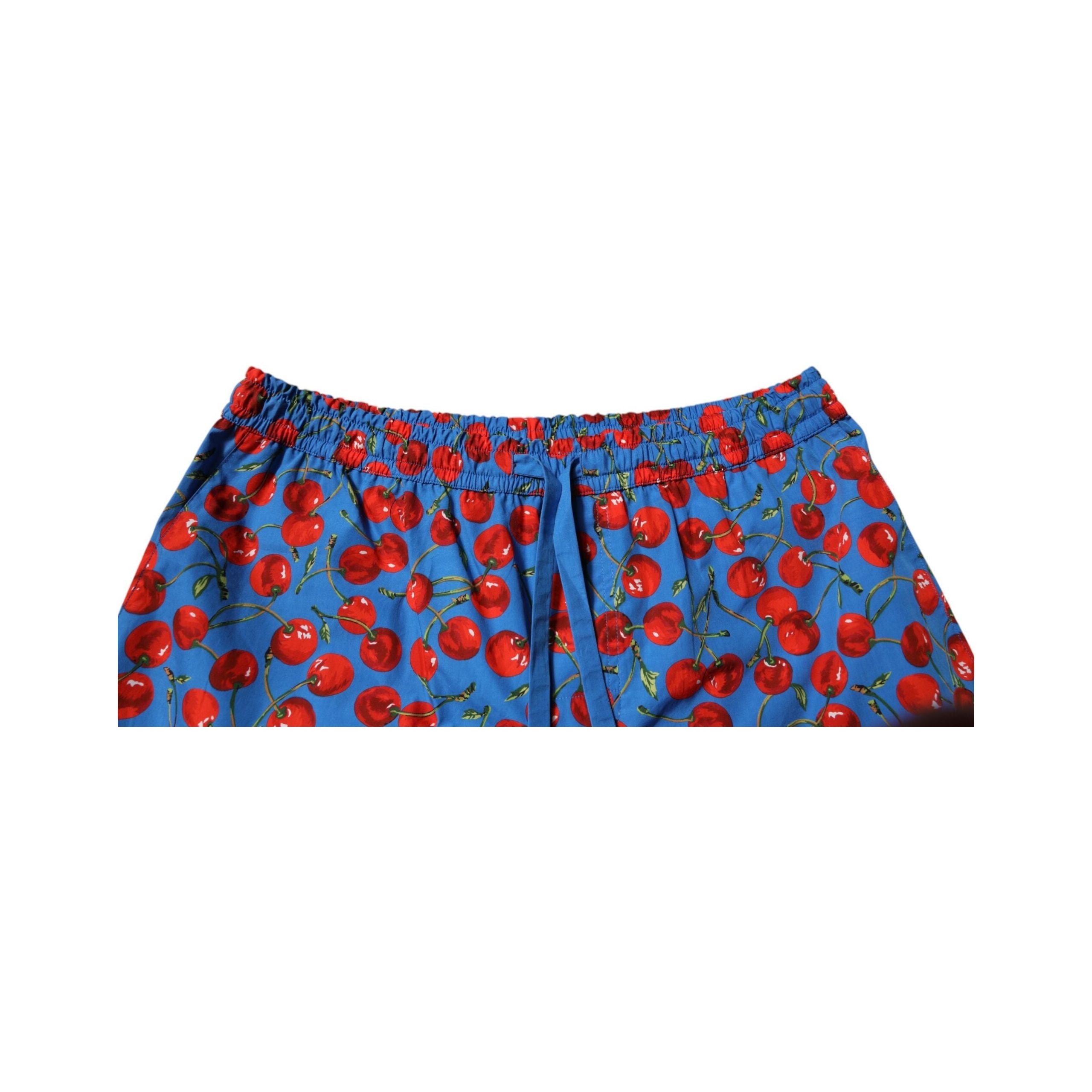 Dolce & Gabbana Blue Cherry Print Cotton Bermuda Shorts