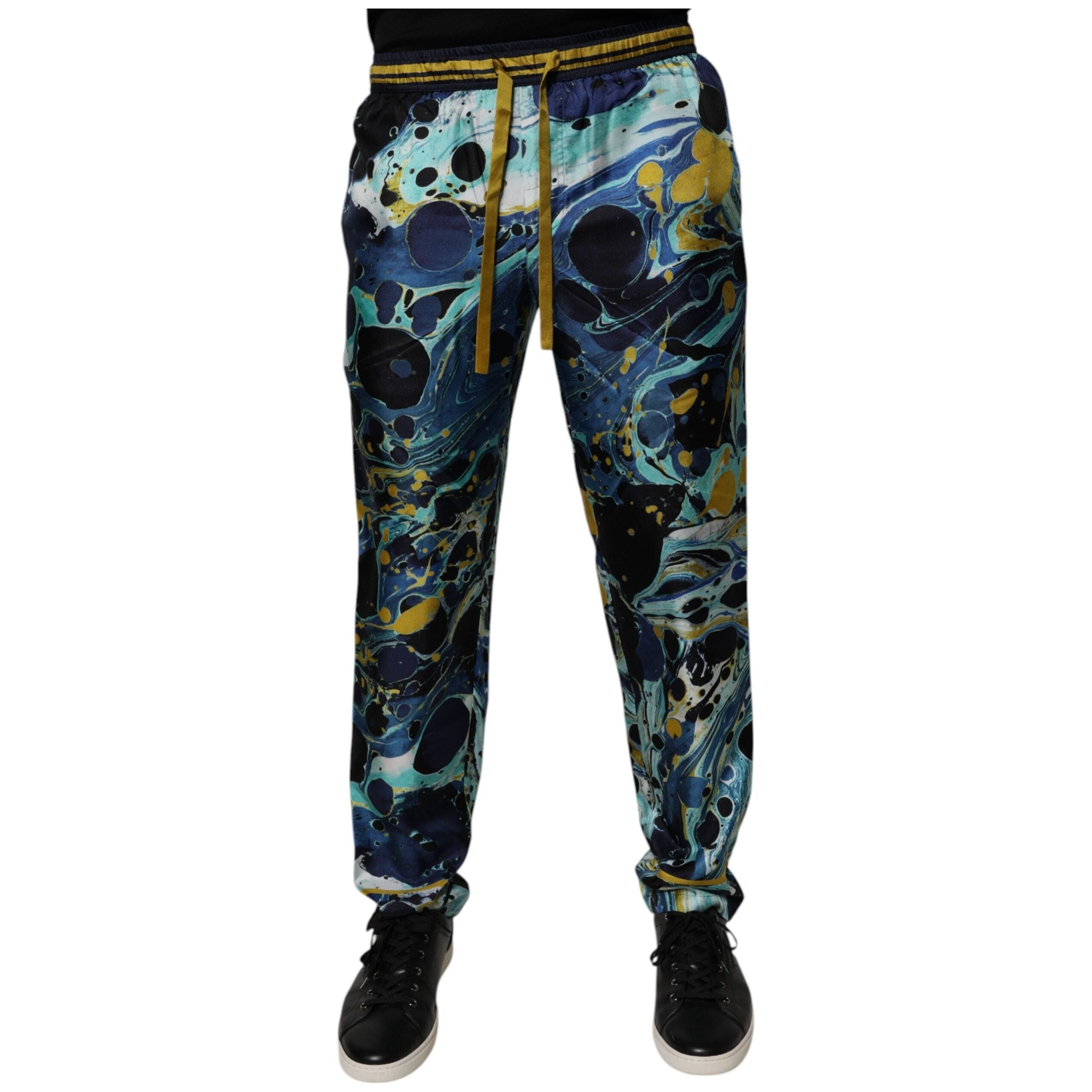 Dolce & Gabbana Multicolor Silk Jogger Sweatpants