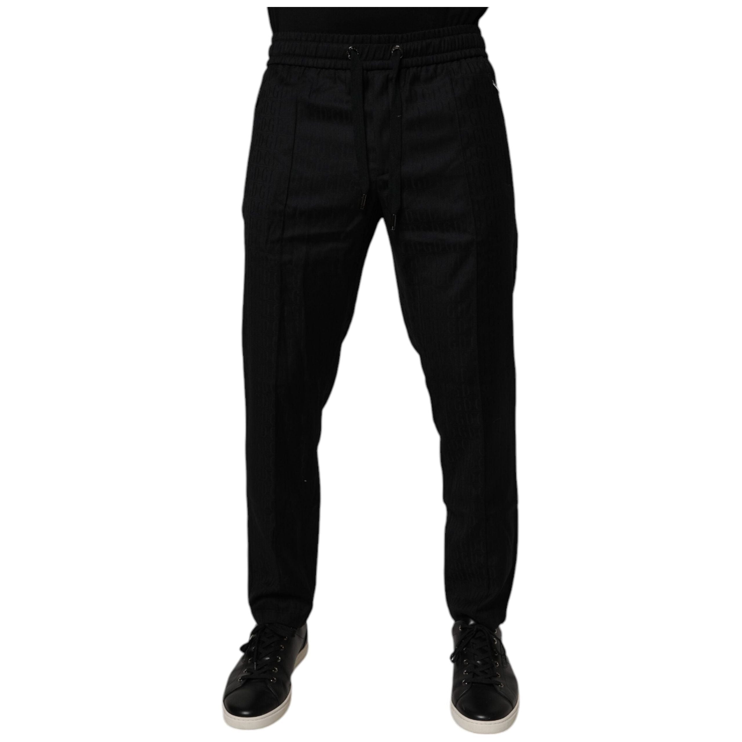Dolce & Gabbana Black Wool Jogger Jogging Pants Luxury Comfort