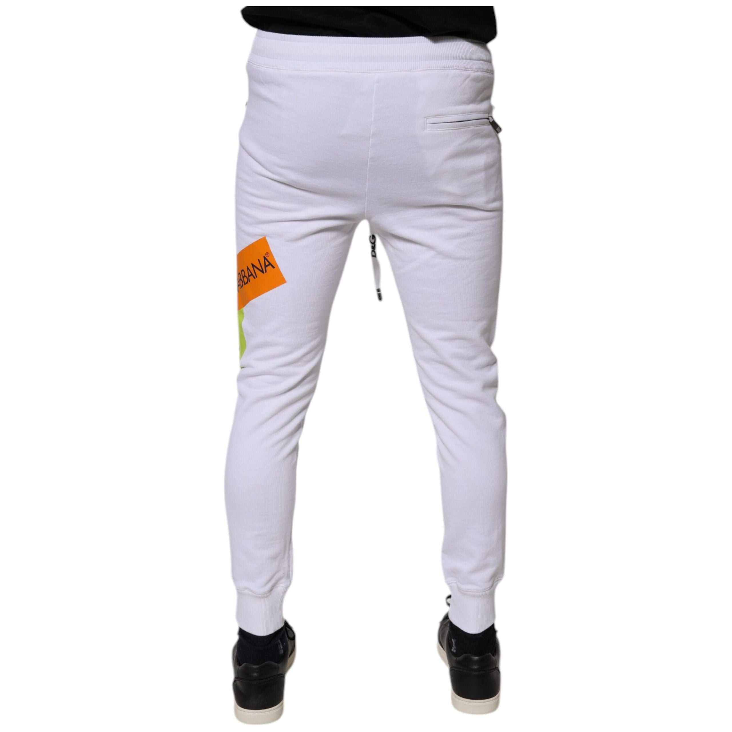 Dolce & Gabbana White Cotton Logo Jogger Pants Luxury Style