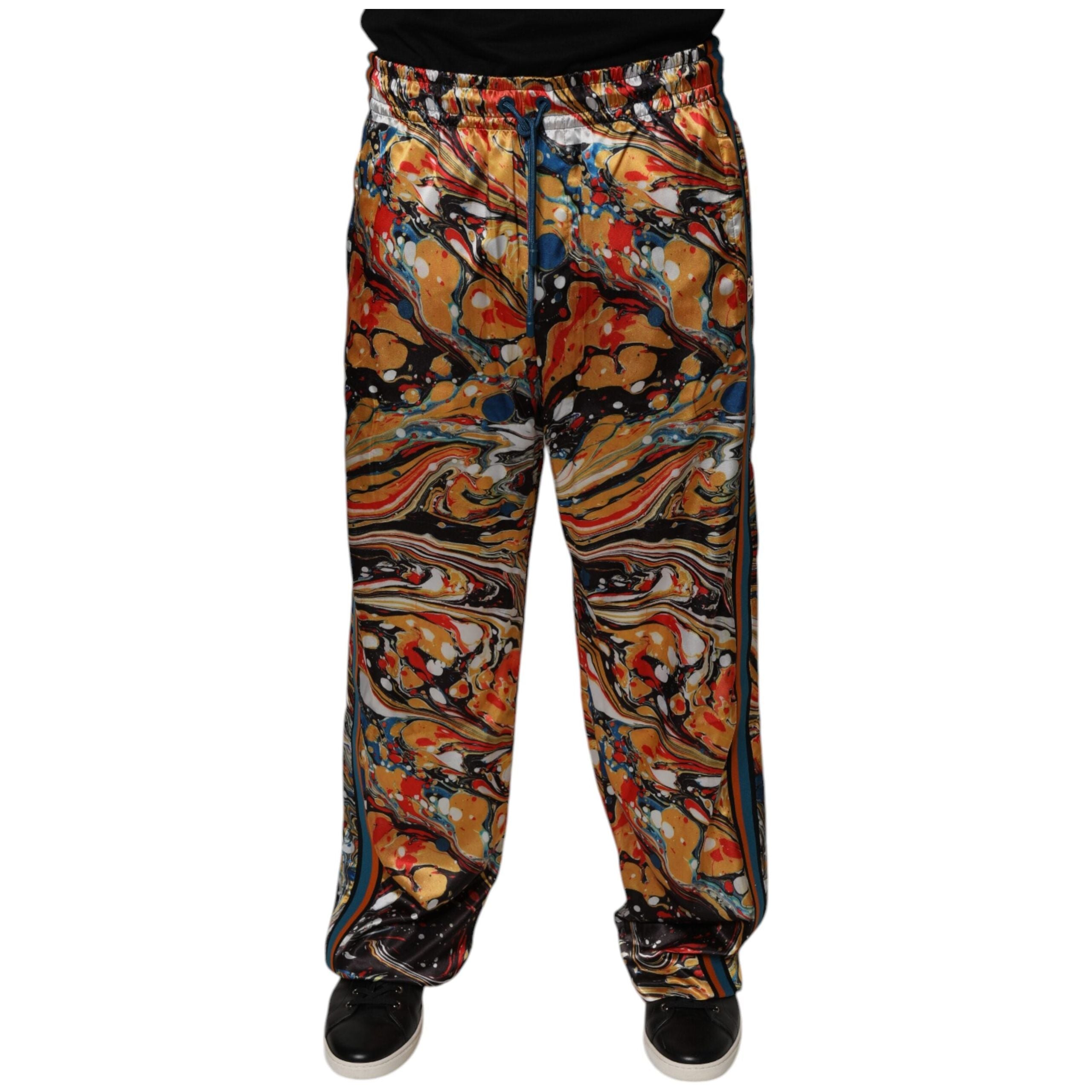 Dolce & Gabbana Multicolor Satin Tracksuit Pants