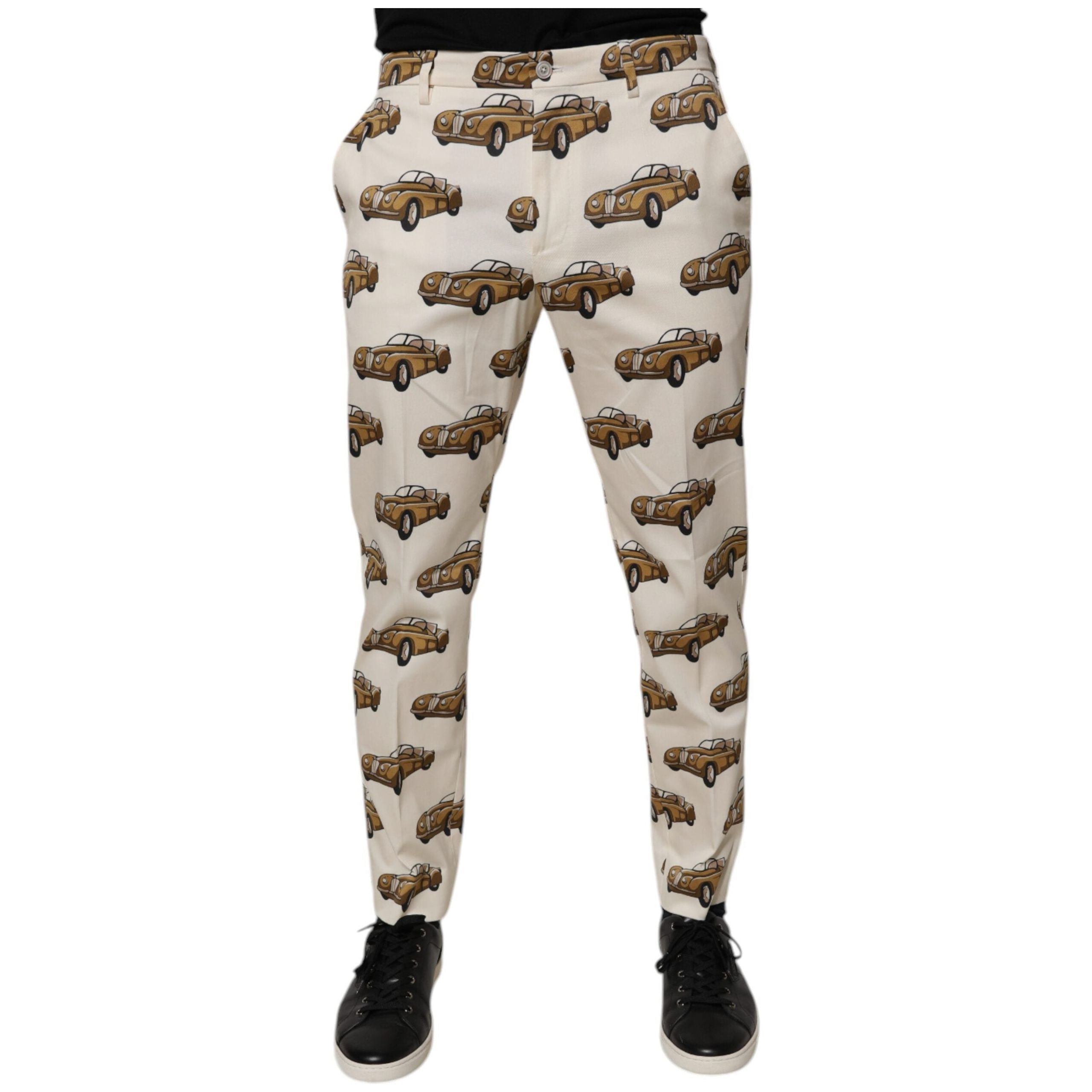Dolce & Gabbana Off White Cars Cotton Skinny Denim Jeans