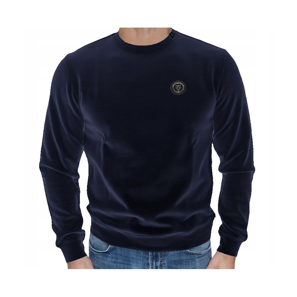 Plein Sport Blue Cotton Sweater for Effortless Elegance