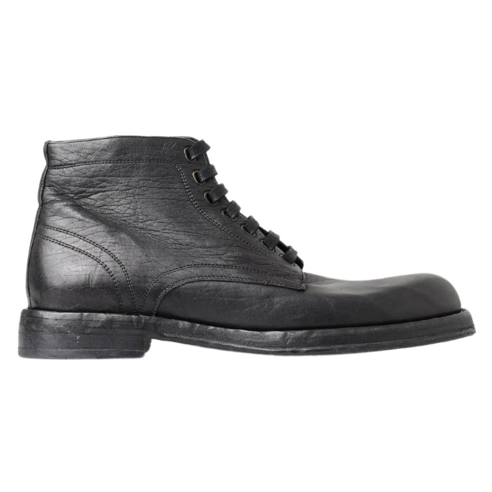 Dolce & Gabbana Black Horse Leather Boot for Elevated Style