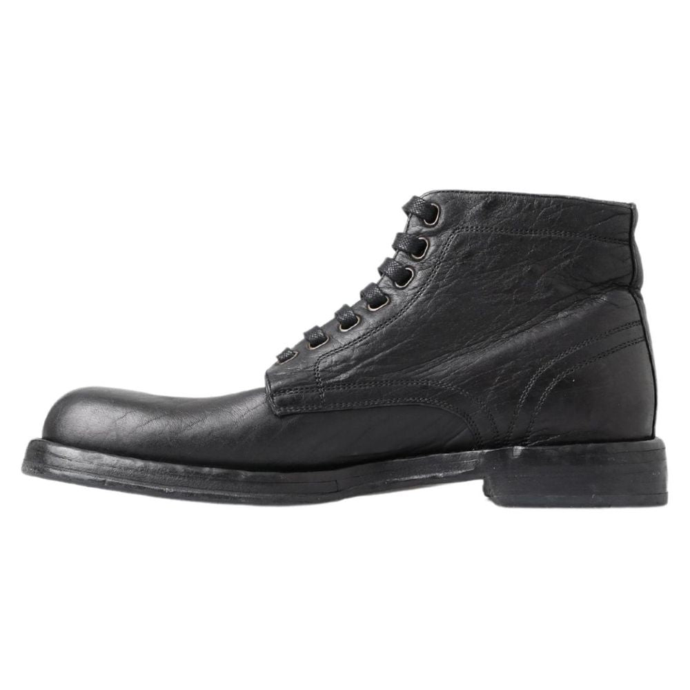 Dolce & Gabbana Black Horse Leather Boot for Elevated Style