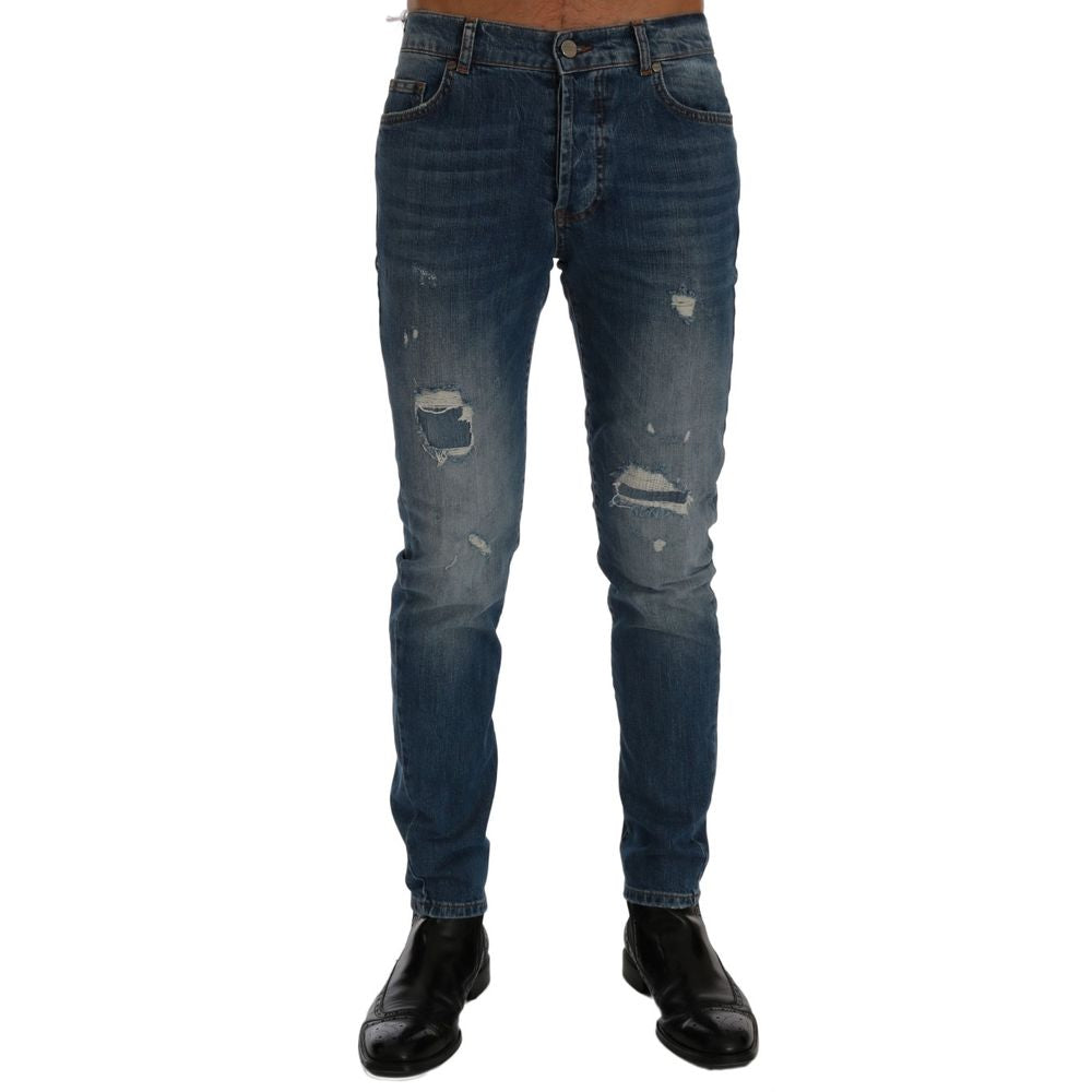 Frankie Morello Blue Cotton Jeans & Pant for Modern Elegance