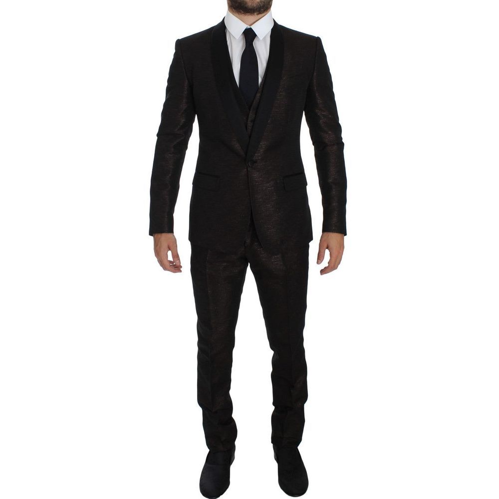 Dolce & Gabbana Brown Wool Bicolor Suit for Timeless Elegance