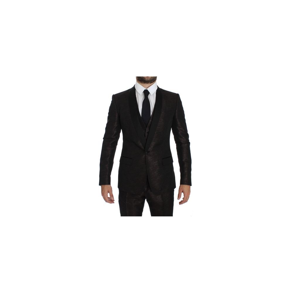 Dolce & Gabbana Brown Wool Bicolor Suit for Timeless Elegance