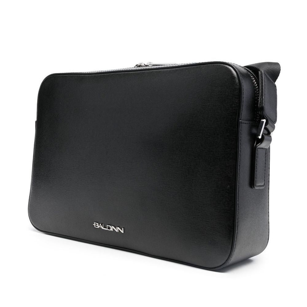 Baldinini Black Calfskin Leather Shoulder Bag