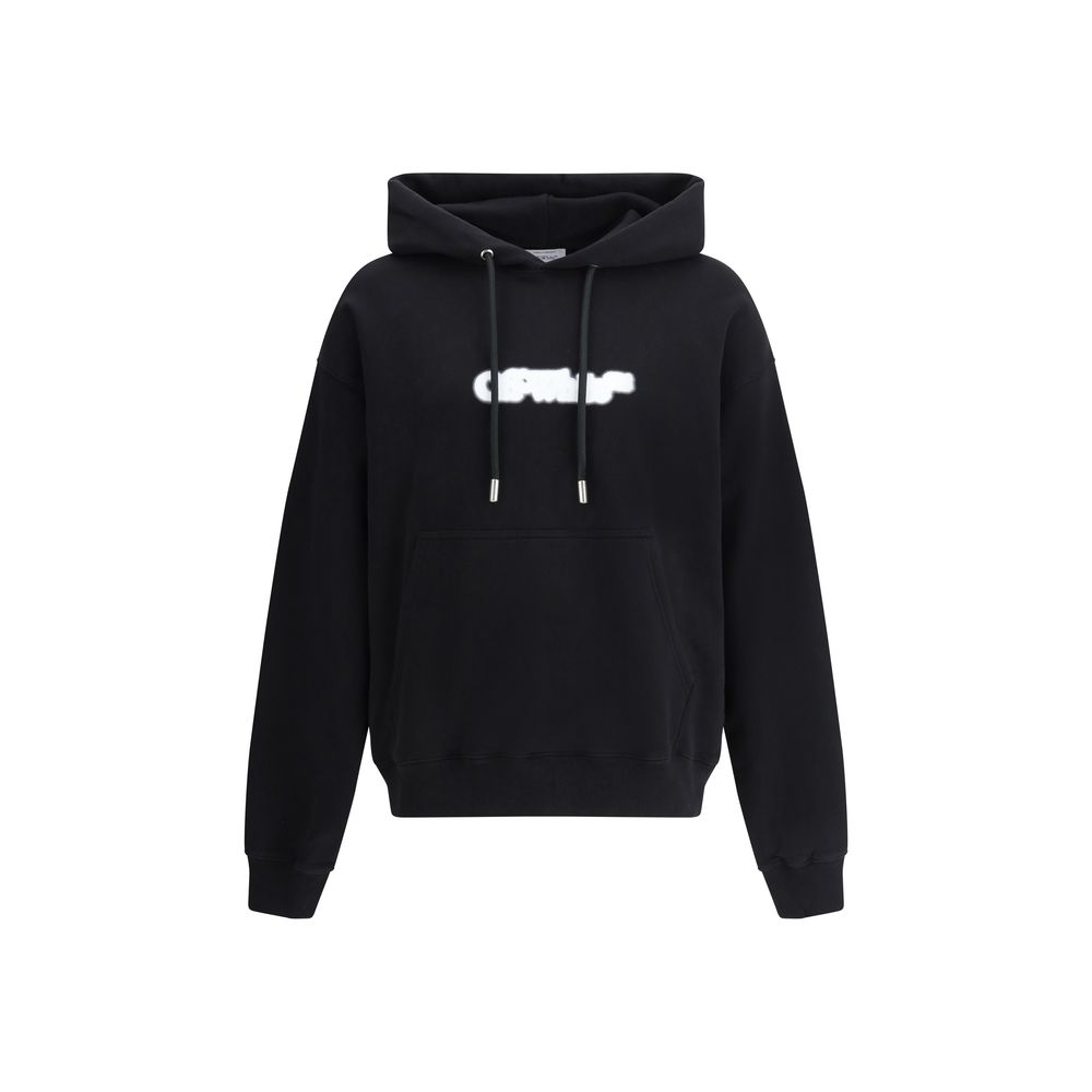 Off-White Black Cotton Spray-printed Hoodie for Urban Elegance