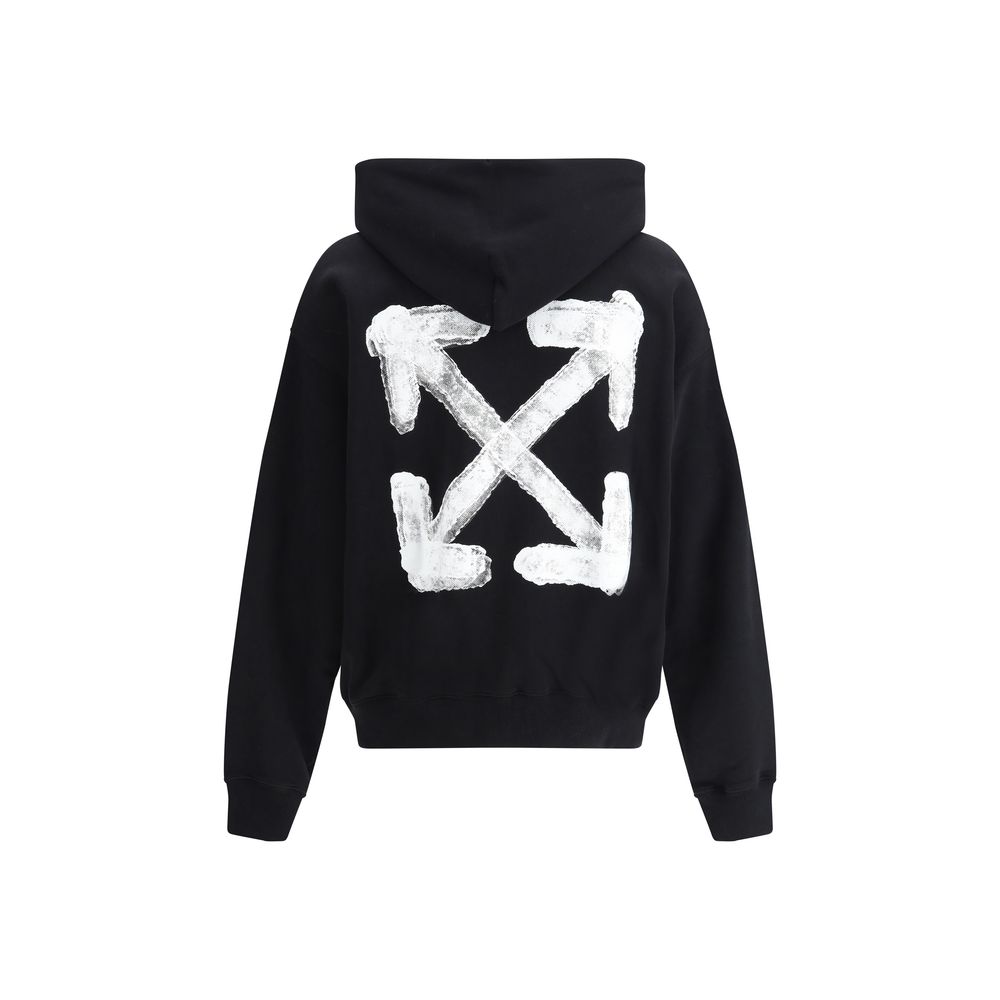 Off-White Black Cotton Spray-printed Hoodie for Urban Elegance