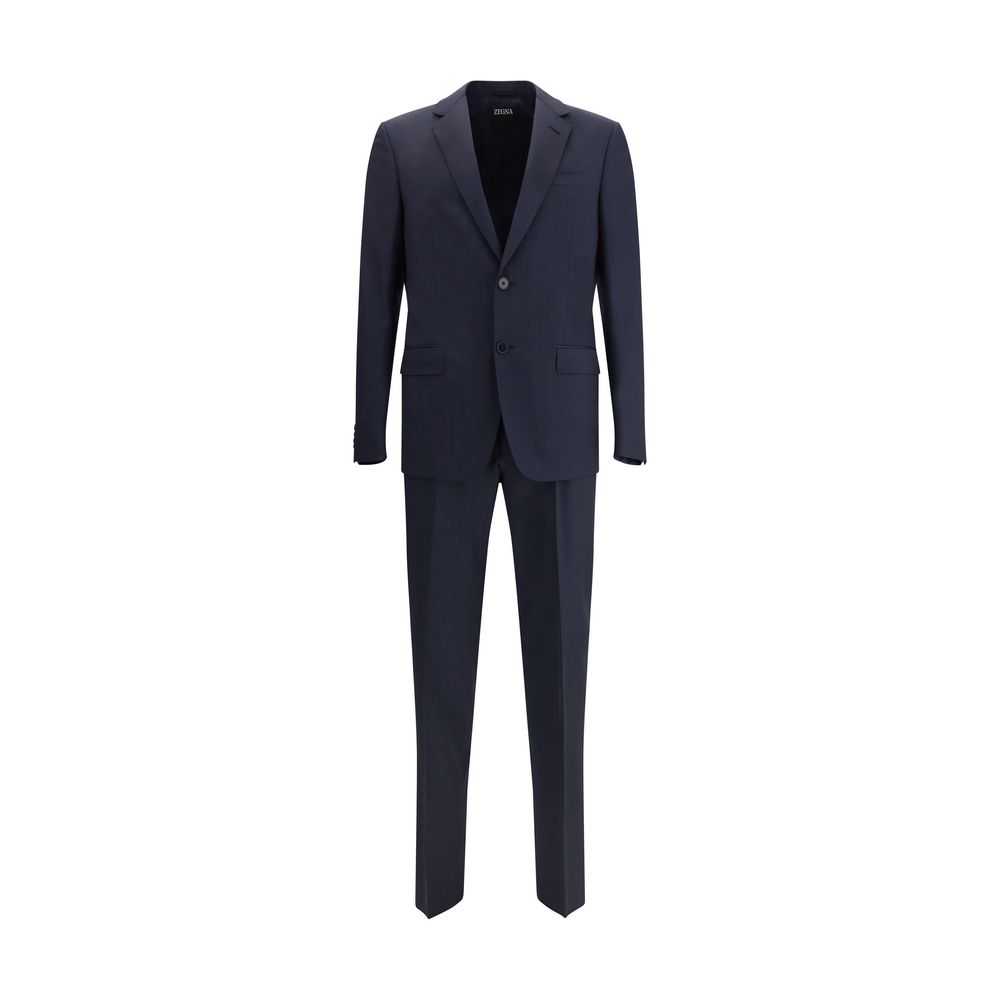 ZEGNA Navy Wool Suit for Elevated Sophistication