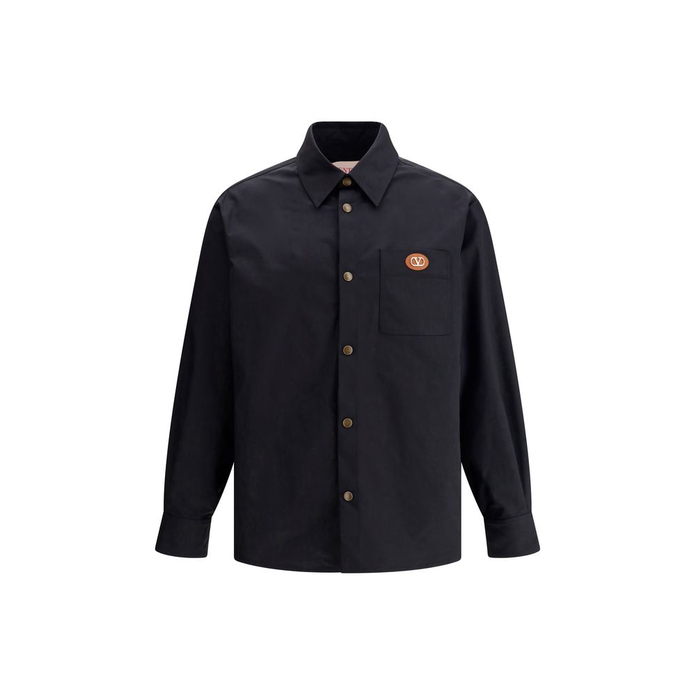 Valentino Black Cotton Shirt Jacket in Elegant Monochrome Design