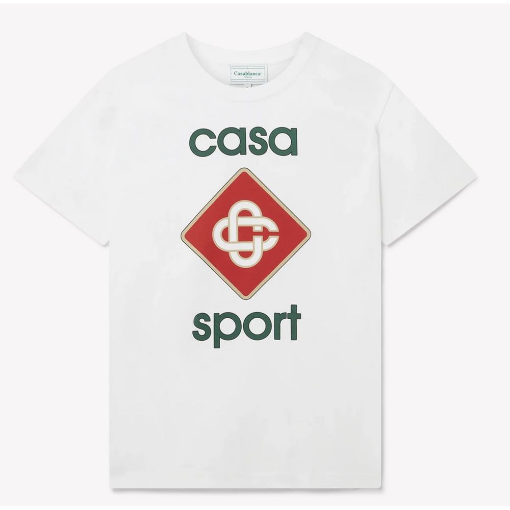 Casablanca White Cotton T-Shirt for Effortless Elegance