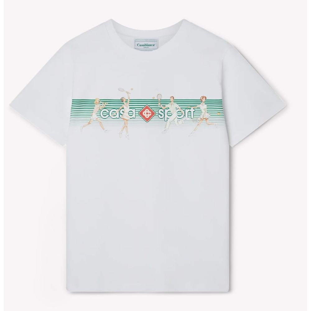 Casablanca White Cotton T-Shirt with Playful Elegance